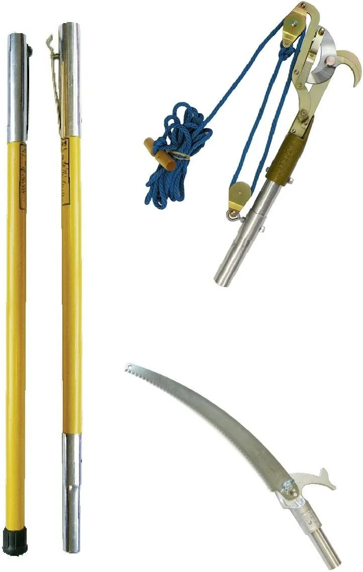 FG-Series Manual Pole Saw and Tree Pruner with Two 6-Foot Fiberglass Poles