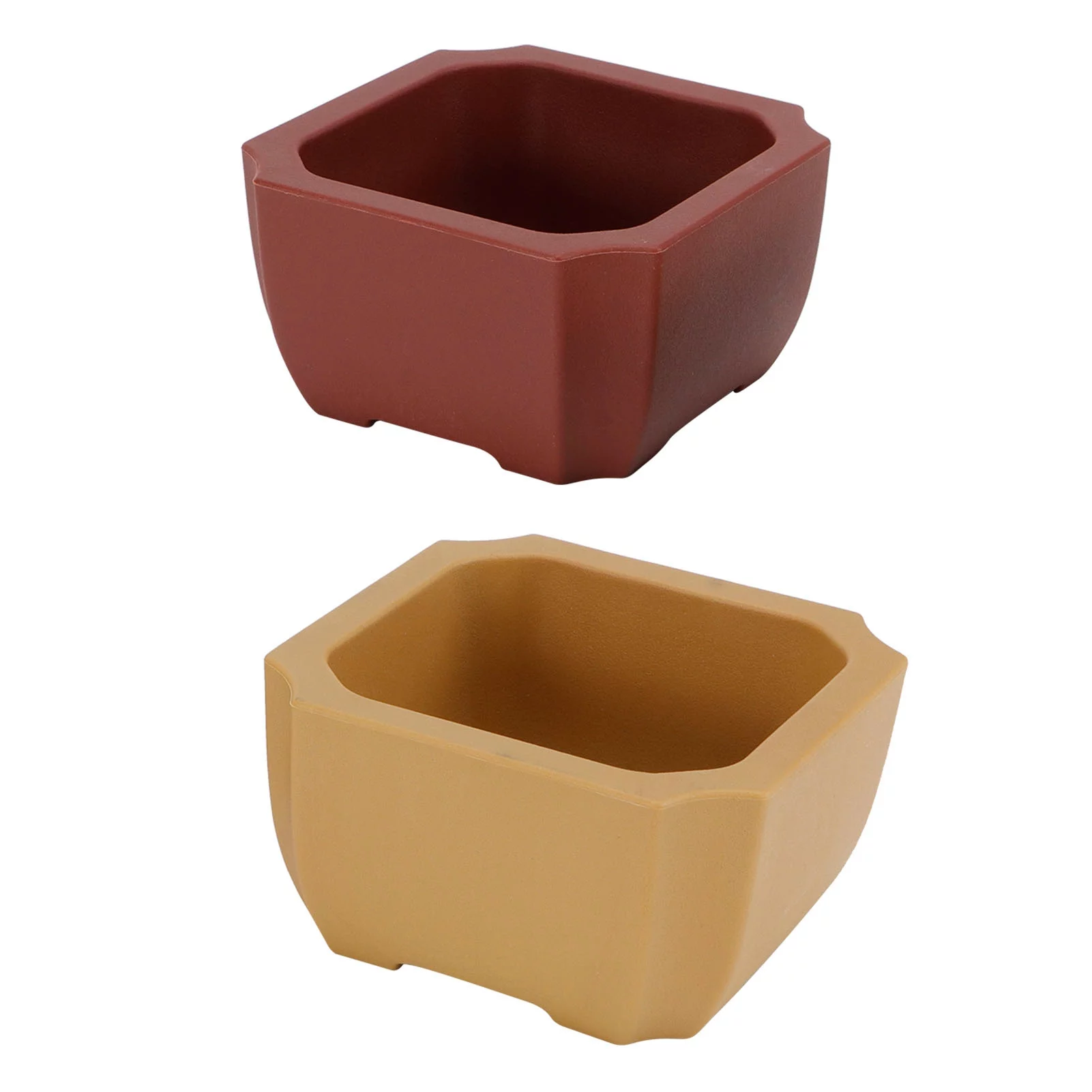 Eddwiin Flower Pot - 2pcs/set Mini Square PU Flower Pot Super Fall Resistant Simulation Red Stoneware Plant Pot