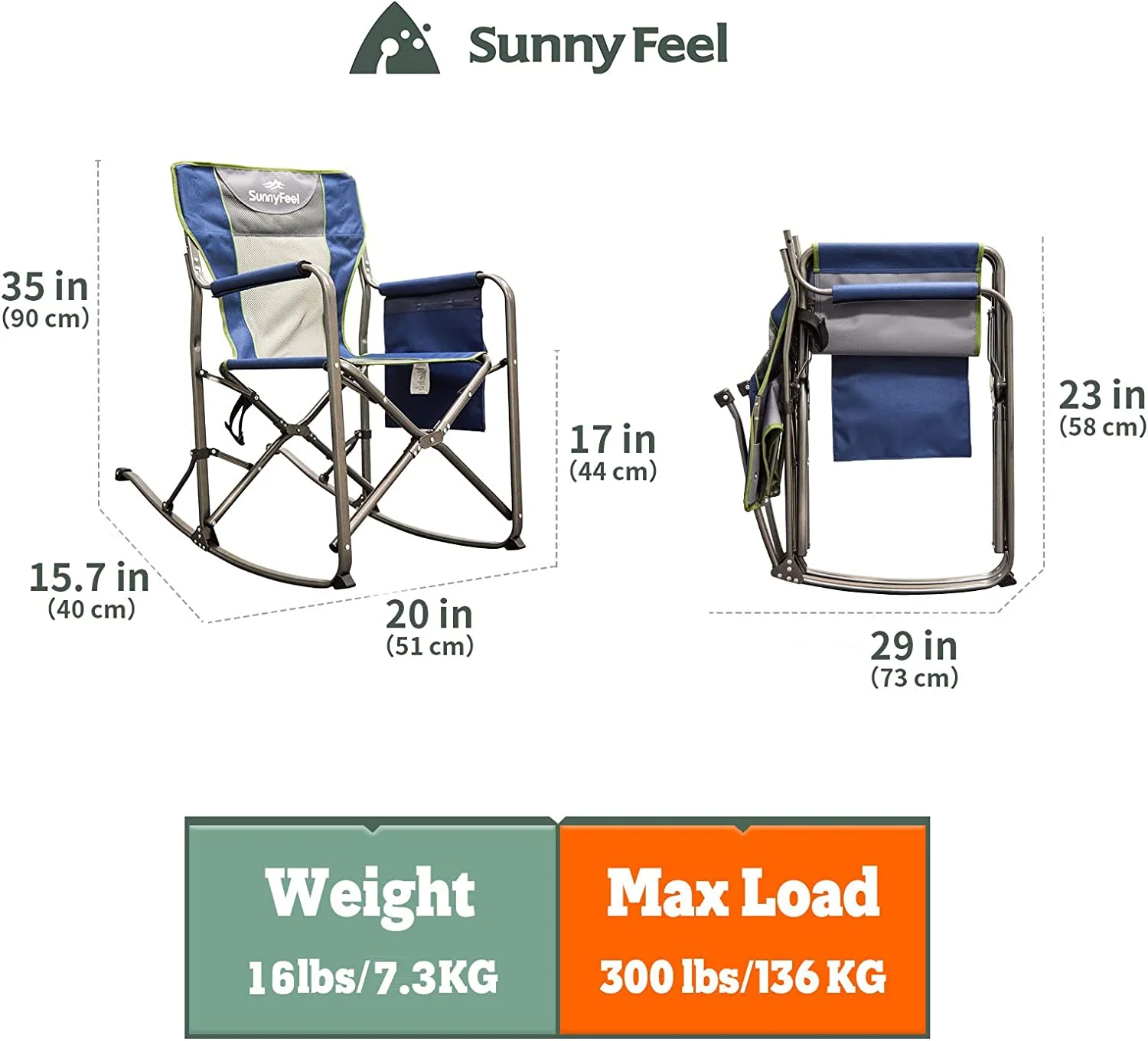 SUNNYFEEL Camping Directors Chair, Heavy Duty,Oversized Portable Folding Chair with Side Table, Pocket for Beach, Fishing,Trip,Picnic,Lawn,Concert Outdoor Foldable Camp Chairs