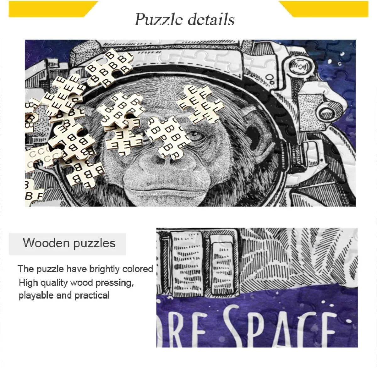Wellsay 500 Piece Puzzles for Adults Watercolor Galaxy Animal Astronaut Chimpanzee Monkey Jigsaw Puzzles Kids Educational Fun Family Game DIY Creative Wall Art Paintings&nbsp;for Home Decor