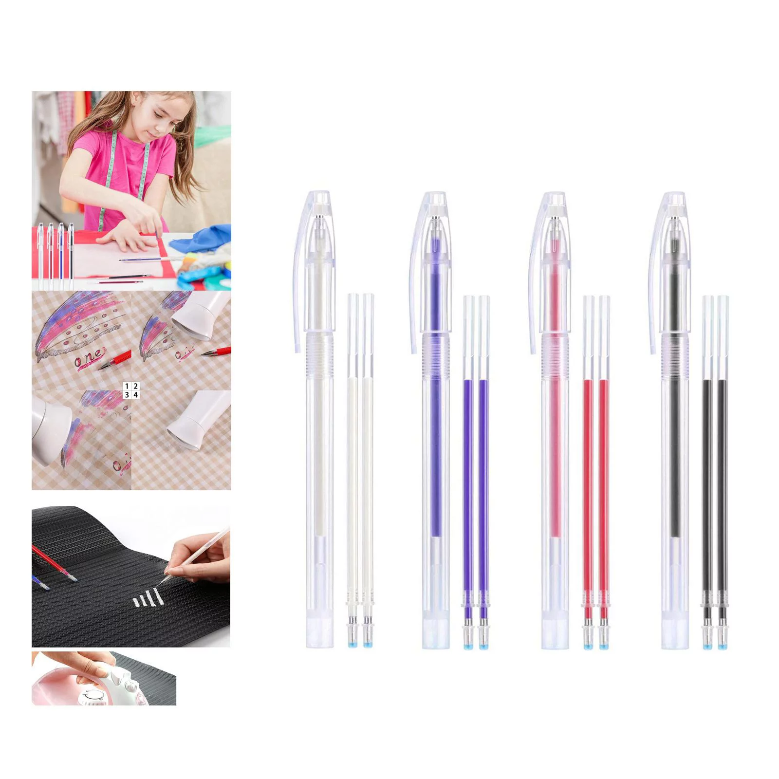 ink Disappearing Heat Erase Pen Refills Fabric Marking Dressmaking Craft Quilting Sewing Tools 4 colour 3Pcs