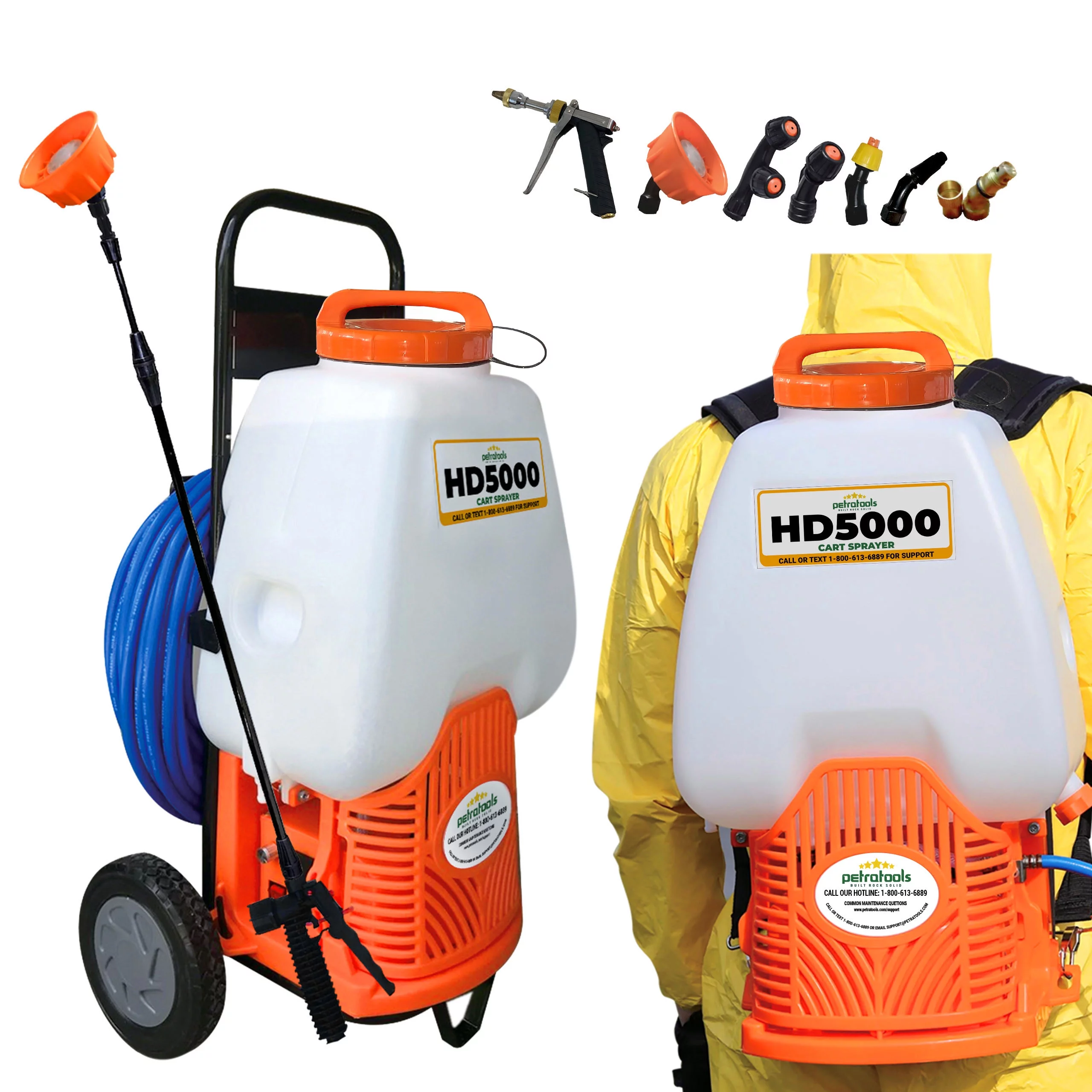 PetraTools 6.5-Gallon Battery Backpack Sprayer with Custom Fitted Cart - (HD5000 Cart)
