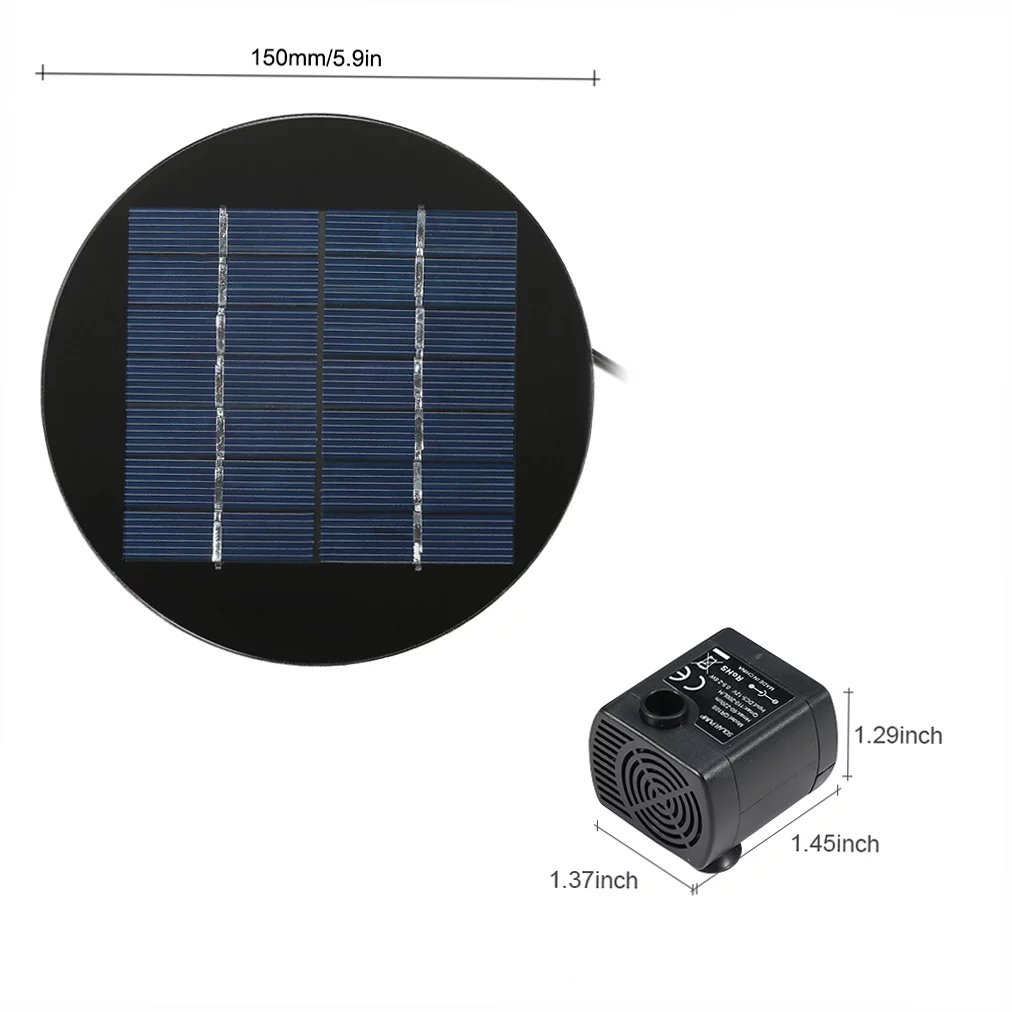 Fountain,Water Pump Kit Huiop Pump Kit Bath Submersible Water Pump 9v 1.8w Solar Panel Solar Powered 1.8w Solar Panel Siuke Rookin Dsfen