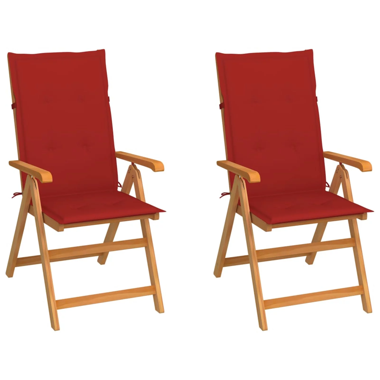 Suzicca Garden Chairs 2 pcs with Red Cushions Solid Teak Wood