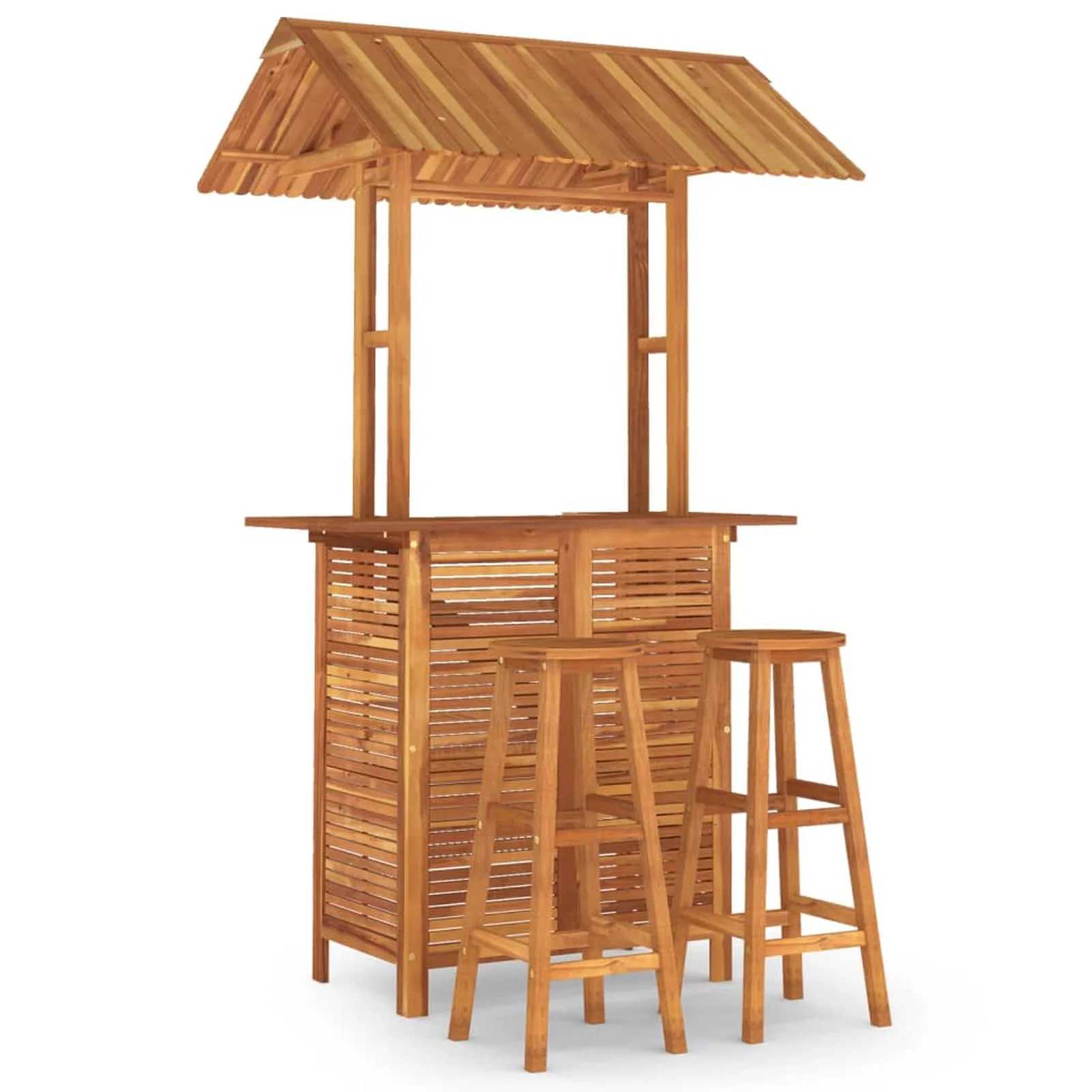 Anself 3 Piece Patio Bar Set Solid Wood Acacia