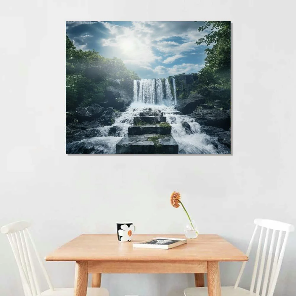 Nawypu Waterfall Pictures Wall Decor Iceland Canvas Wall Art Nature Landscape Poster Prints For Living Room Bedroom Office With Framed