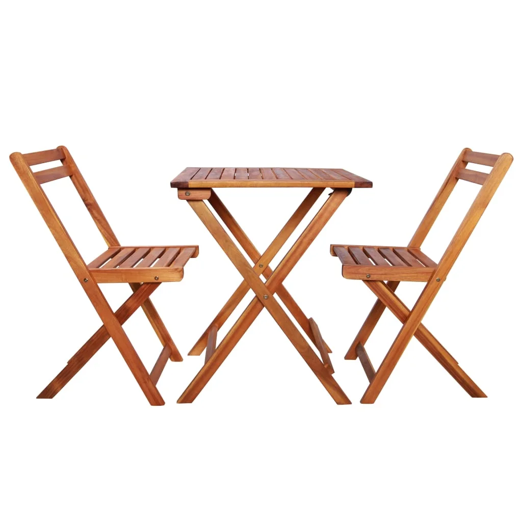 Tomshoo 3 Piece Folding Bistro Set Solid Acacia Wood