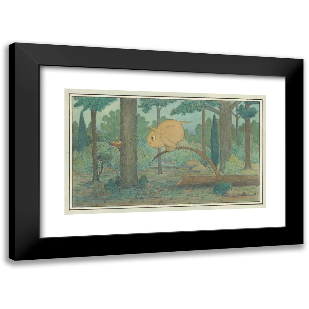 Herbert Crowley 14x11 Black Modern Framed Museum Art Print Titled - A ‘Wiggle Much’ Creature Looking at a Bird's Nest (circa 1910)