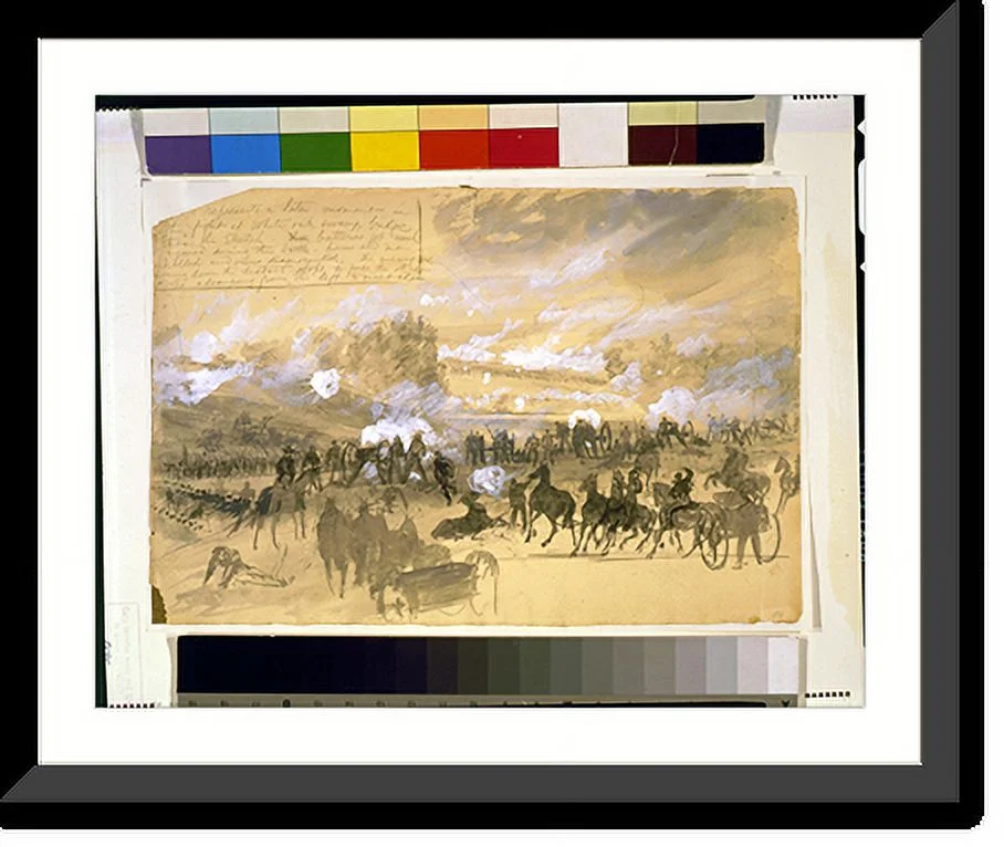 Historic Framed Print, [Battle at White Oak Swamp Bridge] - 2, 17-7/8