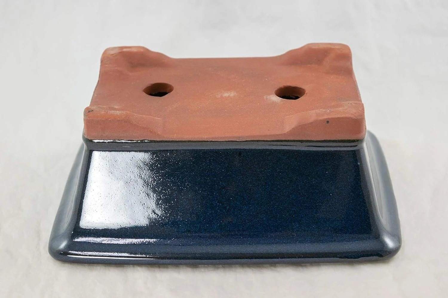 Rectangular Glazed Bonsai Pot, Cactus & Succulent Planter with Mesh - Outside Dimensions: 8