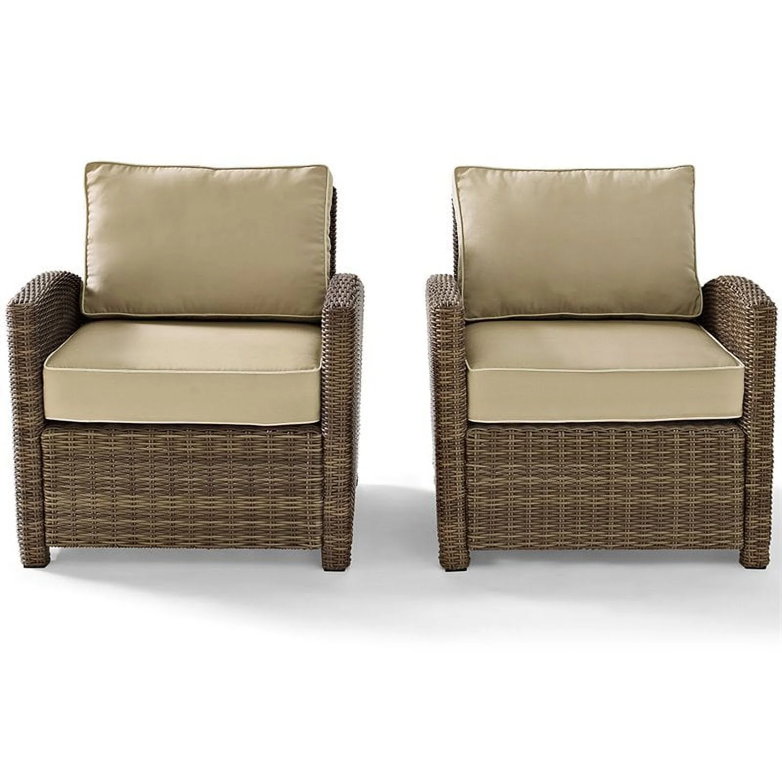 Afuera Living Modern Wicker Patio Chair in Brown and Sand (Set of 2)