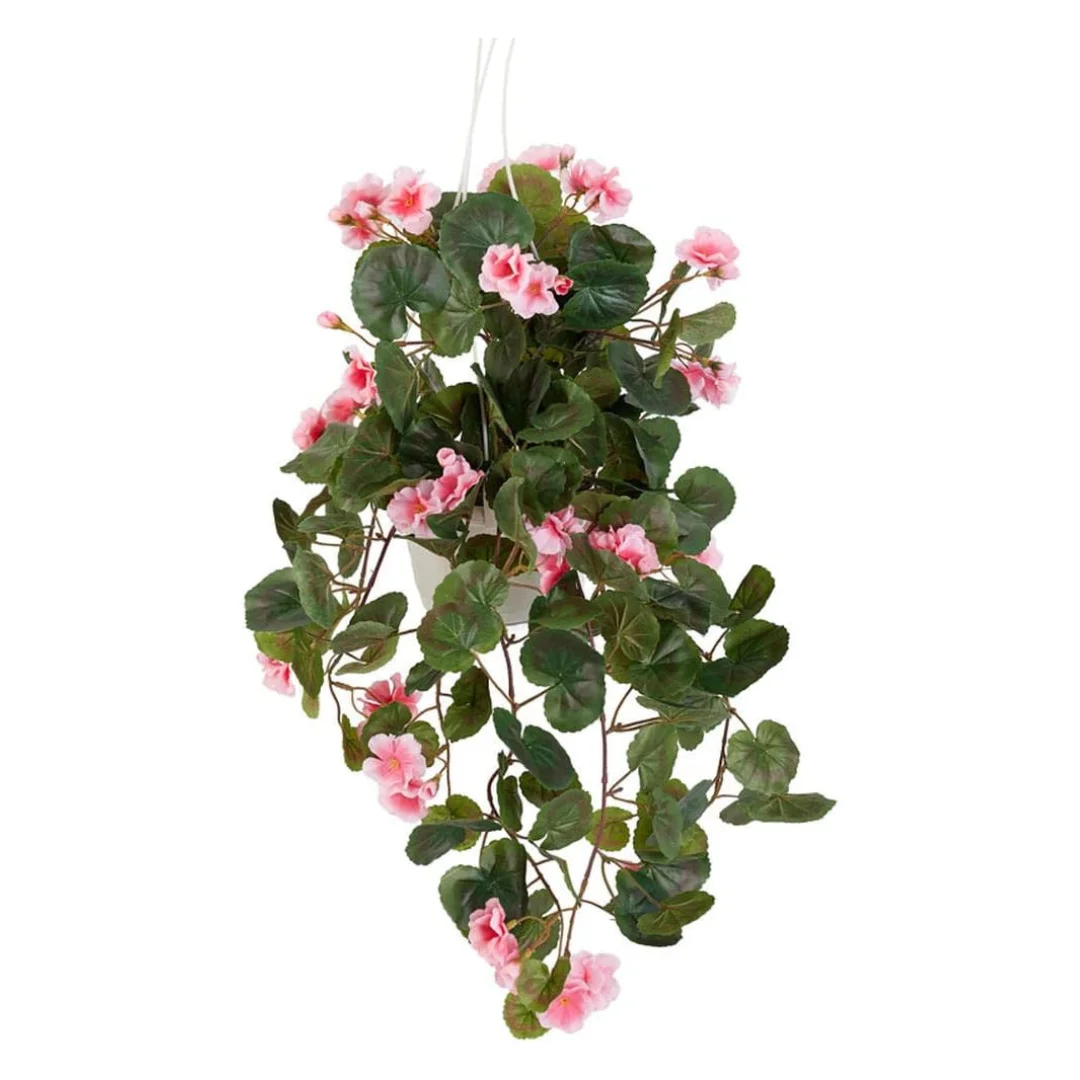 Cascading Pink Silk Geranium Hanging Basket - For Indoor Spring and Summer Arrangements and Home Decor