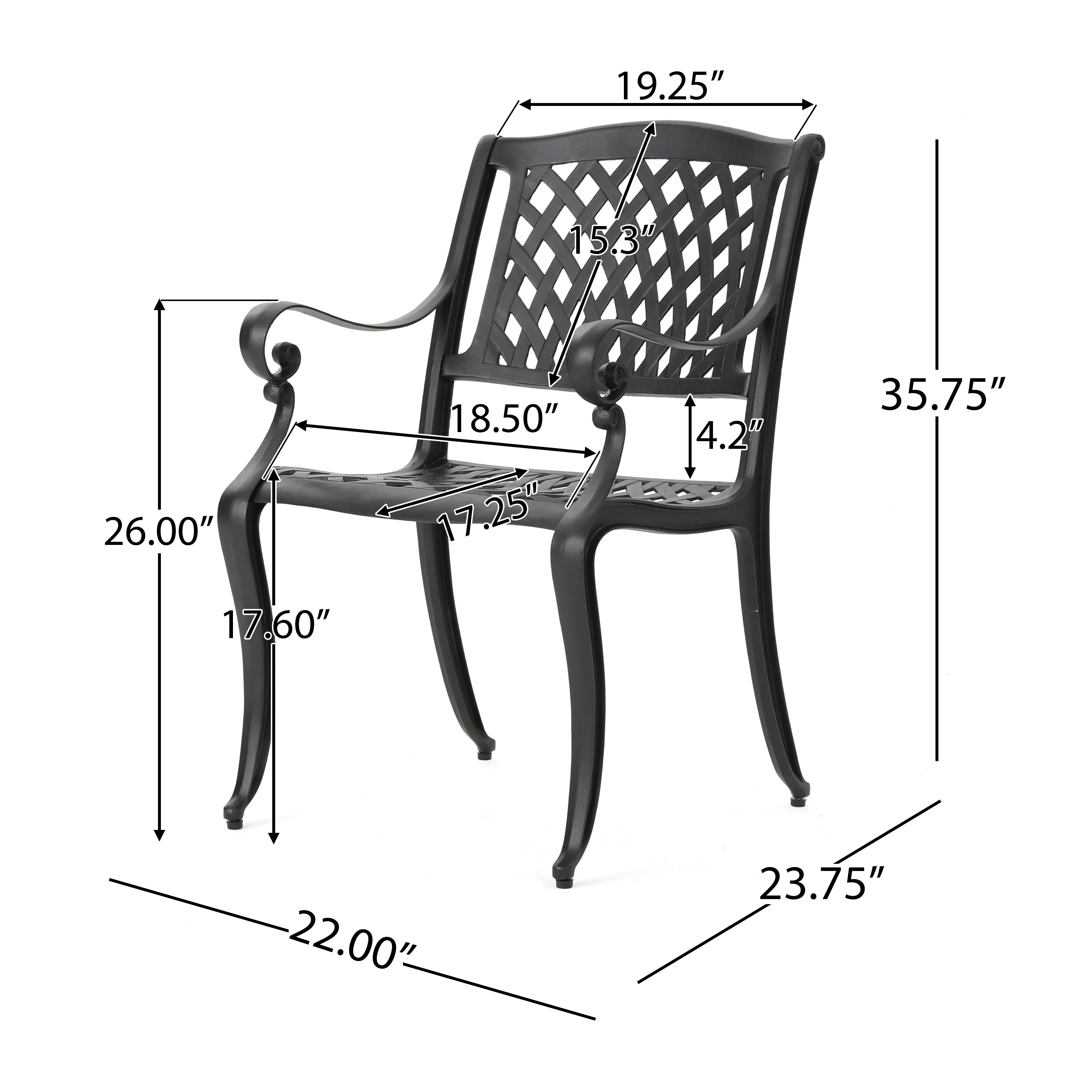 22 in,Grid Chair,These Durable, High-quality Chairs Are Made of Cast Aluminum with Mesh Backrests and Seat Rest,Provides A Sturdy, Weather-resistant Frame,backyard,courtyard,deck Space