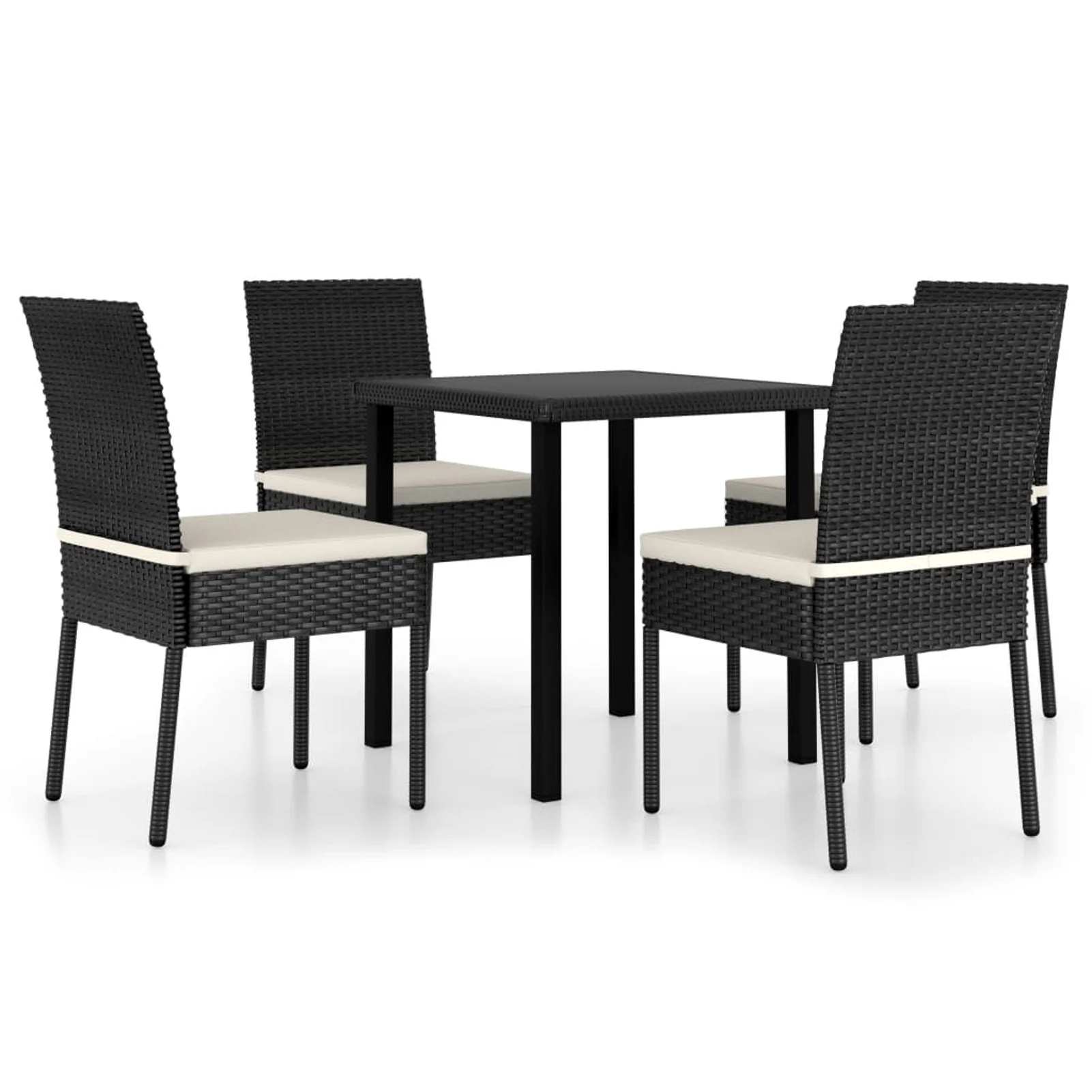 Walmeck 5 Piece Patio Dining Set Poly Rattan Black