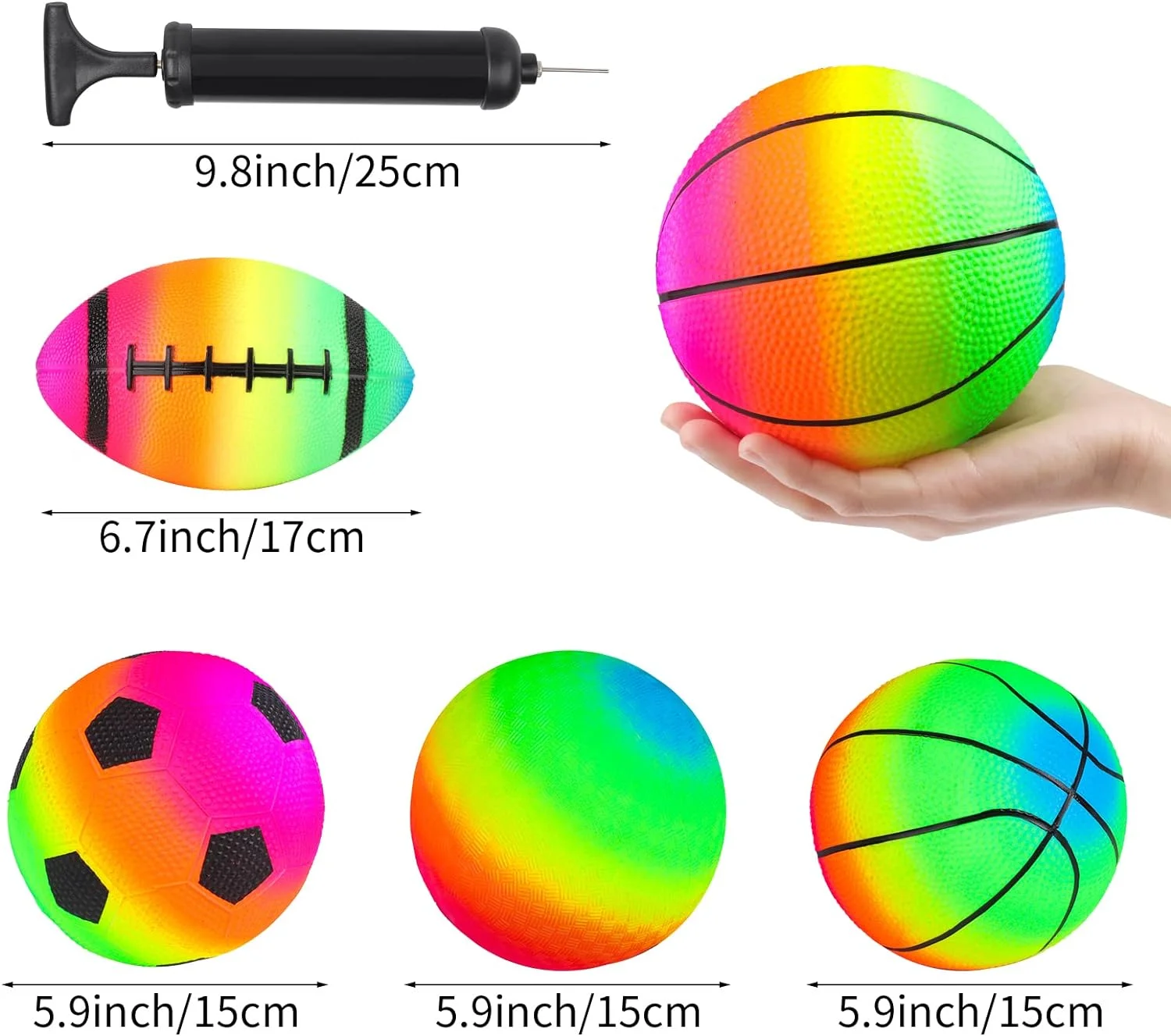 4Pack Sports Ball for Toddler 2-4, Football, Basketball, Soccer Ball, Volleyball for Playground, Indoor and Outdoor Toys