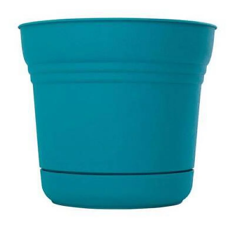 1 PC Bloem Saturn 10.8 in. H X 12.25 in. W X 12 in. D Plastic Planter Bermuda Teal