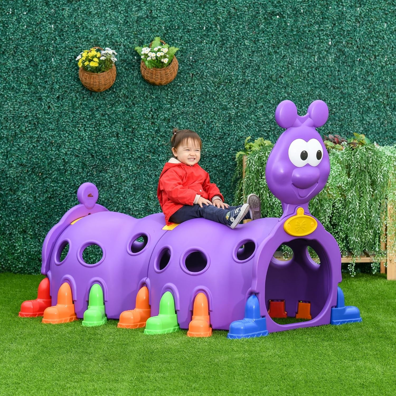 Caterpillar Climbing Tunnel for Kids Climb-N-Crawl Toy Indoor & Outdoor Toddler Play Structure for 3-6 Years Old, Purple