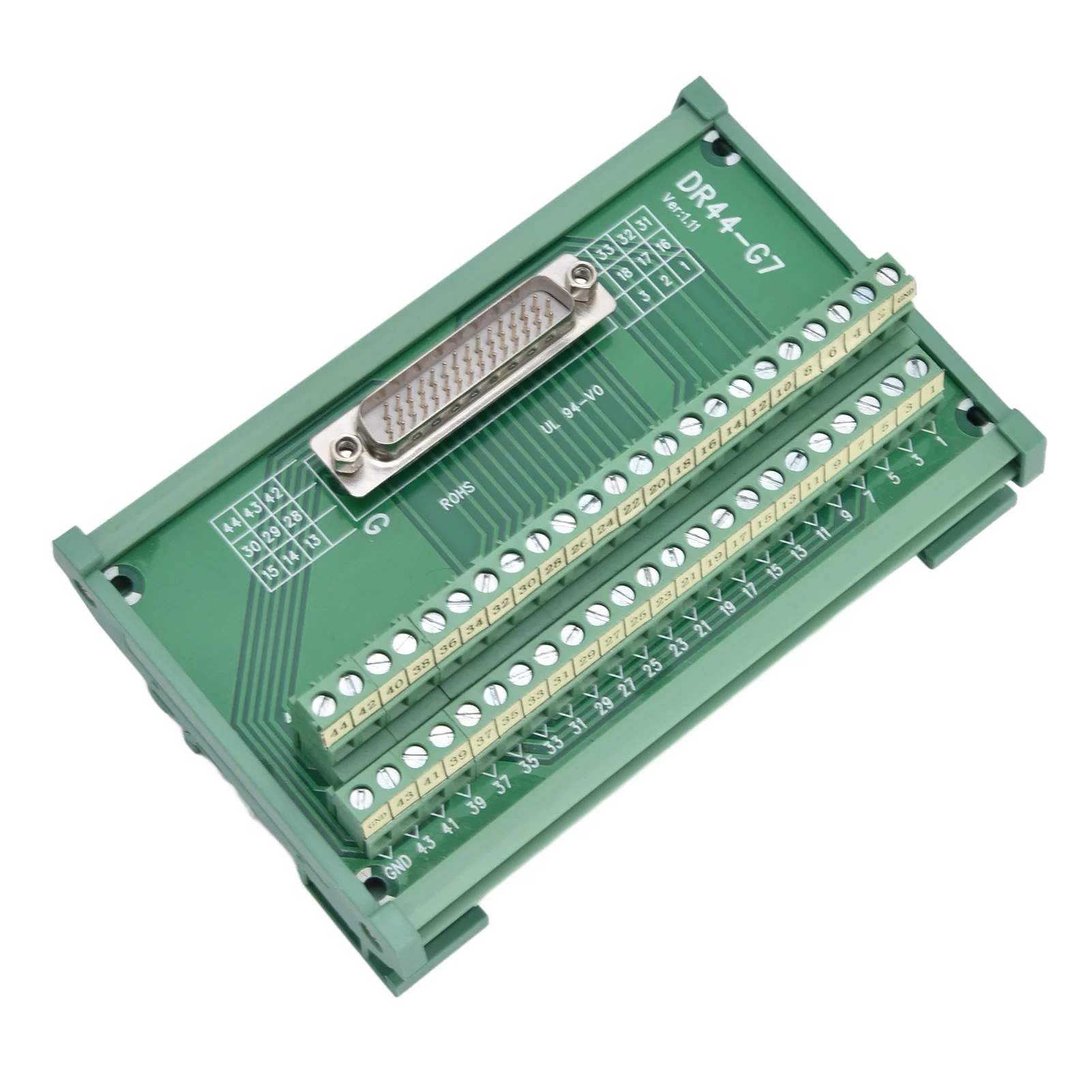 DR44‑G7 Transfer Terminal Block Male Terminal PCB Module Male Terminal Board DC 60V Terminal Block Distribution Module,Barrier Terminal Block Distribution Module