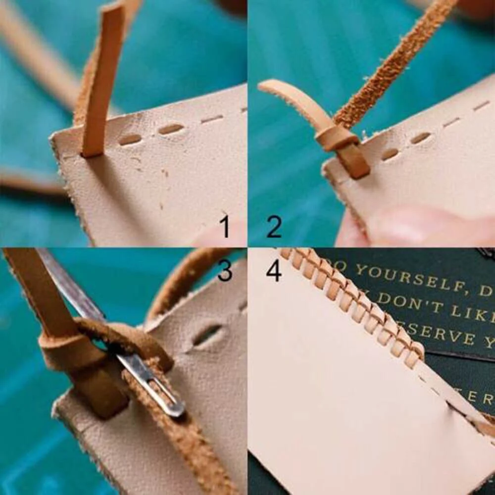 Leather 2-Prong Lacing Needle Rope Lace Needles Leather Sewing Craft Tools 4pcs