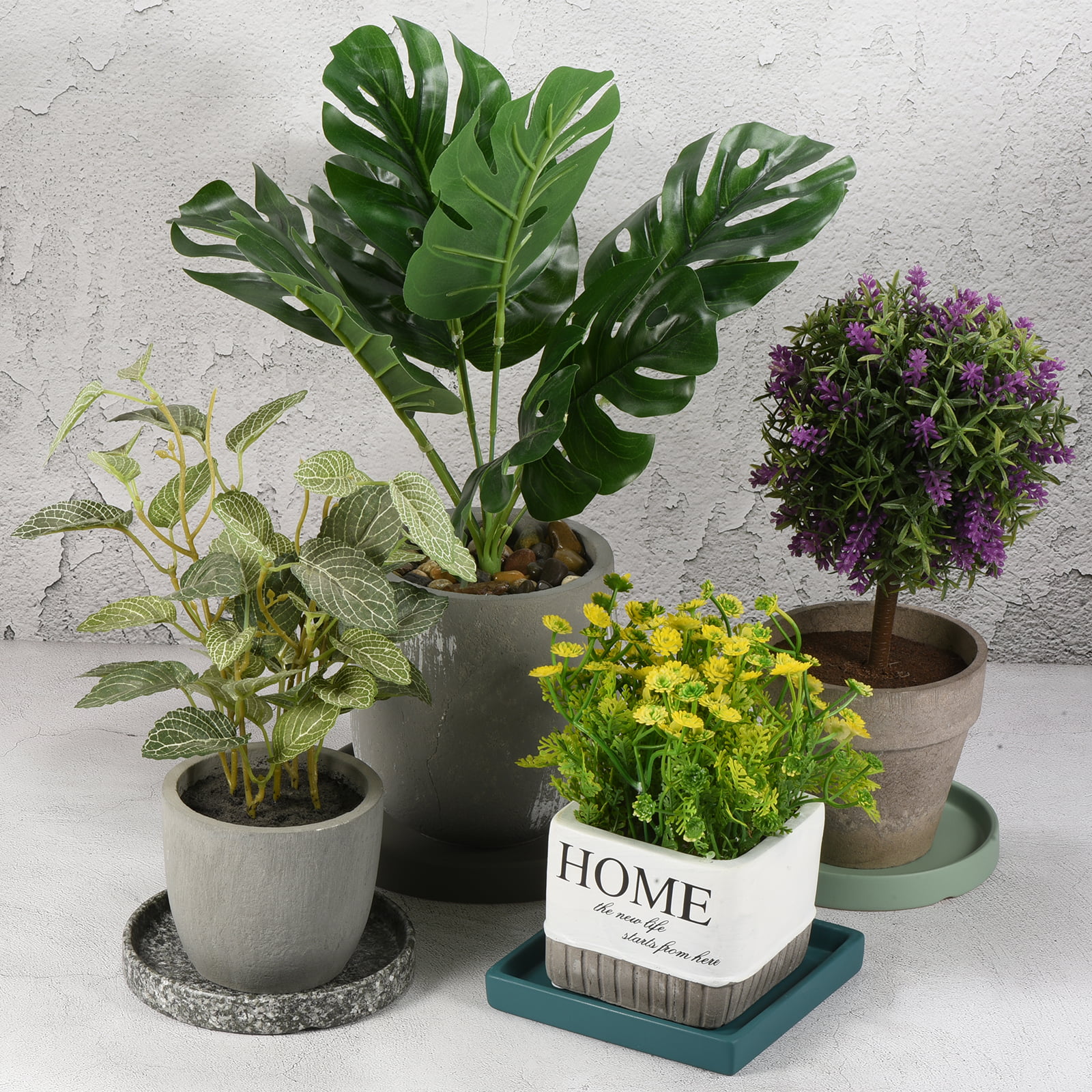 Plant Pot Saucers 4.5 Inch, 2 Pack Ceramic Round Flower Drip Tray for Indoor Outdoor, Turquoise