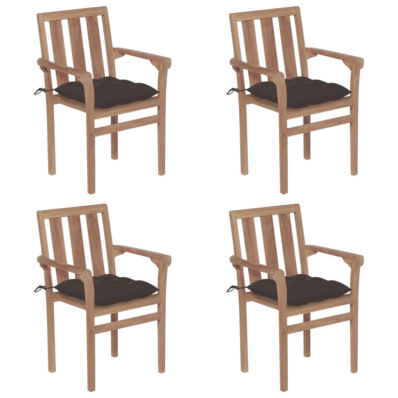 Anself Stackable Patio Chairs with Cushions 4 pcs Solid Teak Wood