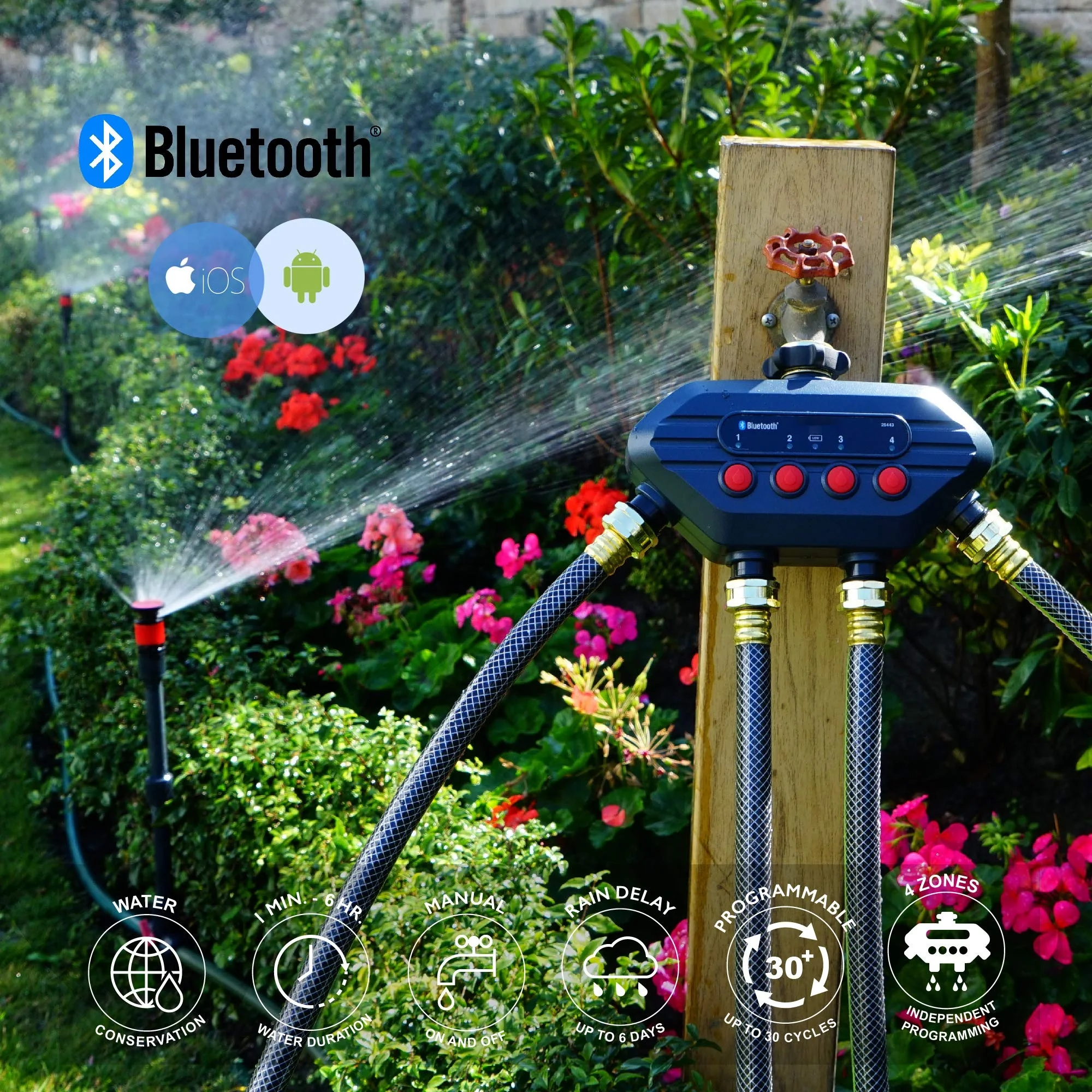 4-Zone Bluetooth Water Sprinkler Timer |, Stainless Steel Washers