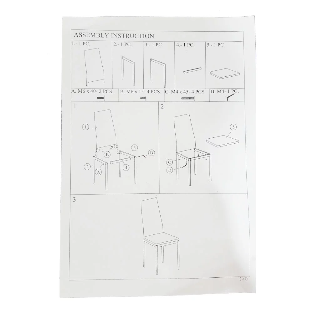 4pcs Dining Side Chairs Seat Elegant Design Home Furniture Black