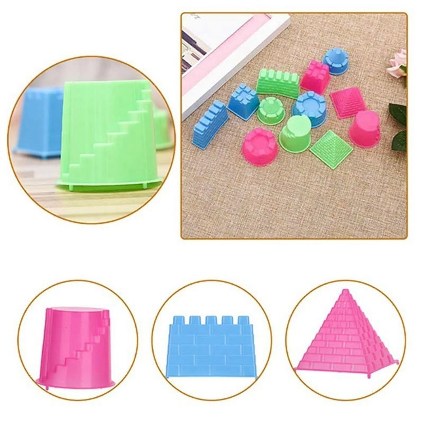 AkoaDa Hot 6 Pcs\set Model Kits Sand Clay Mold Kids Beach Pool Park  Castle Toy Set (Color Random) Hot(Castle mold)