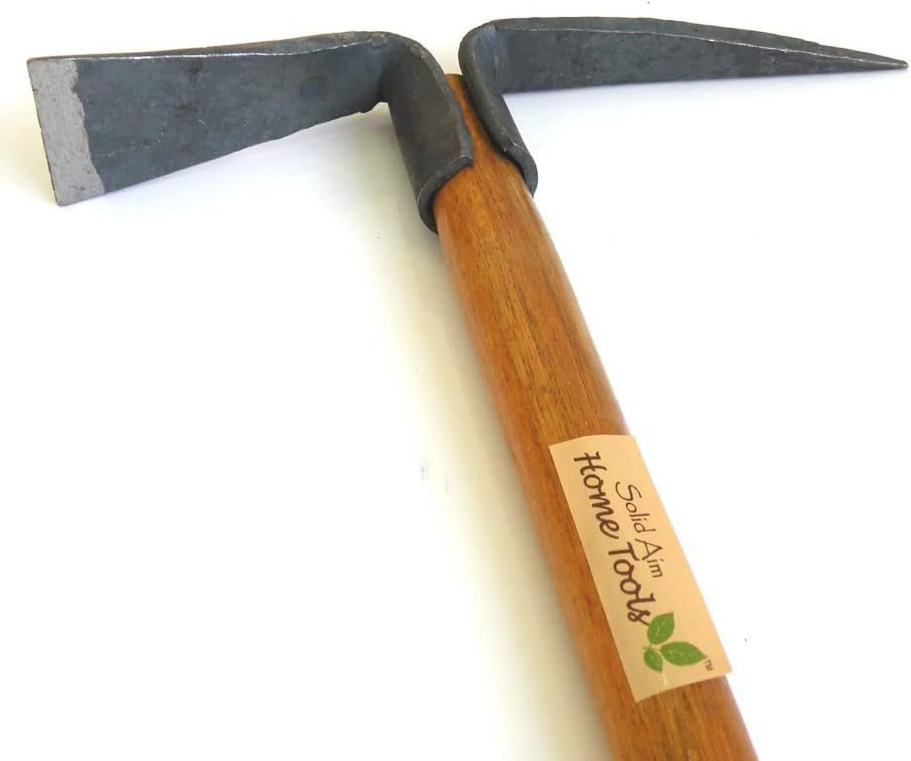Heavy Duty Mattock -   Pickaxe with Hard Wooden Handle (35cm Overall Length, 26cm Steel Blade)