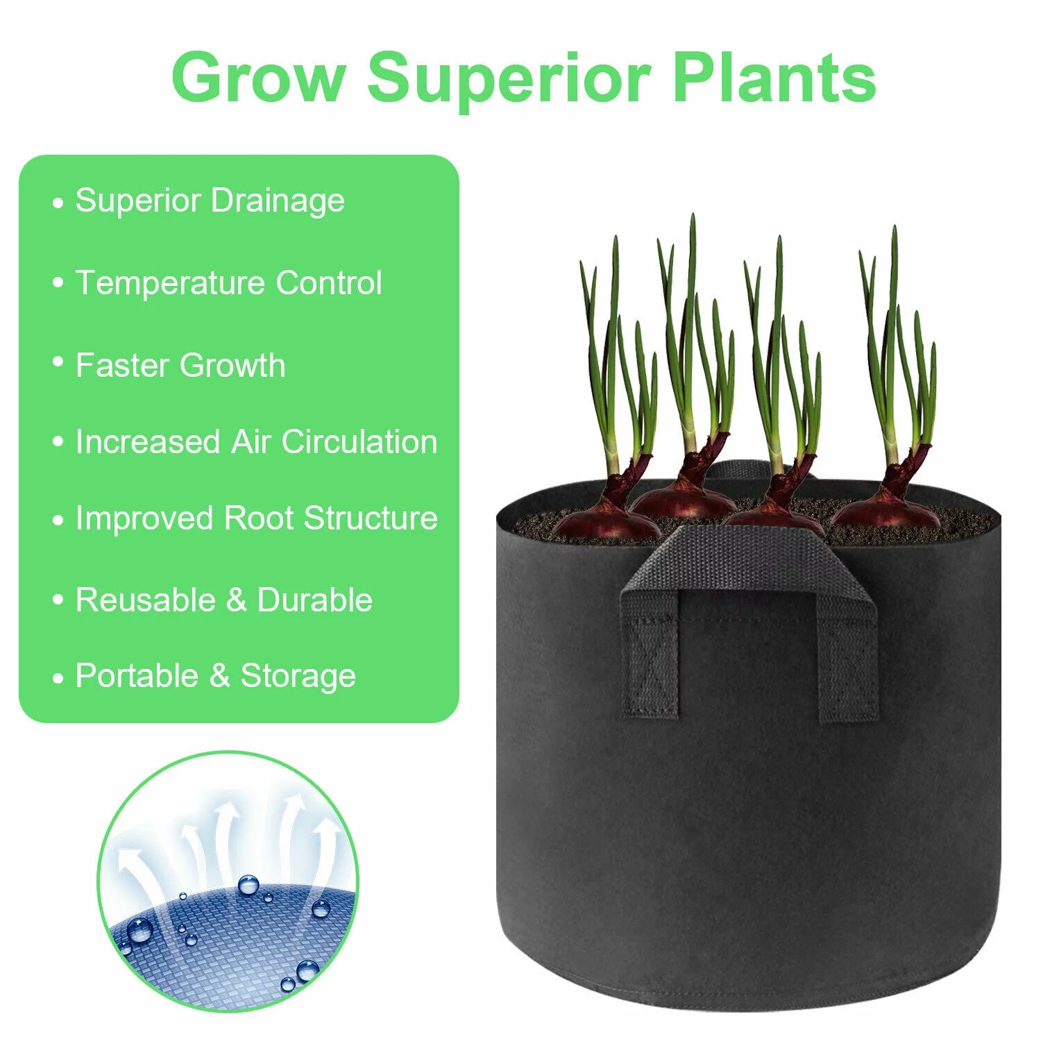 ZARLBOL 10 Pack 2 Gallon Plant Grow Bags, Heavy Duty Nonwoven Plant Fabric Pots with Handles