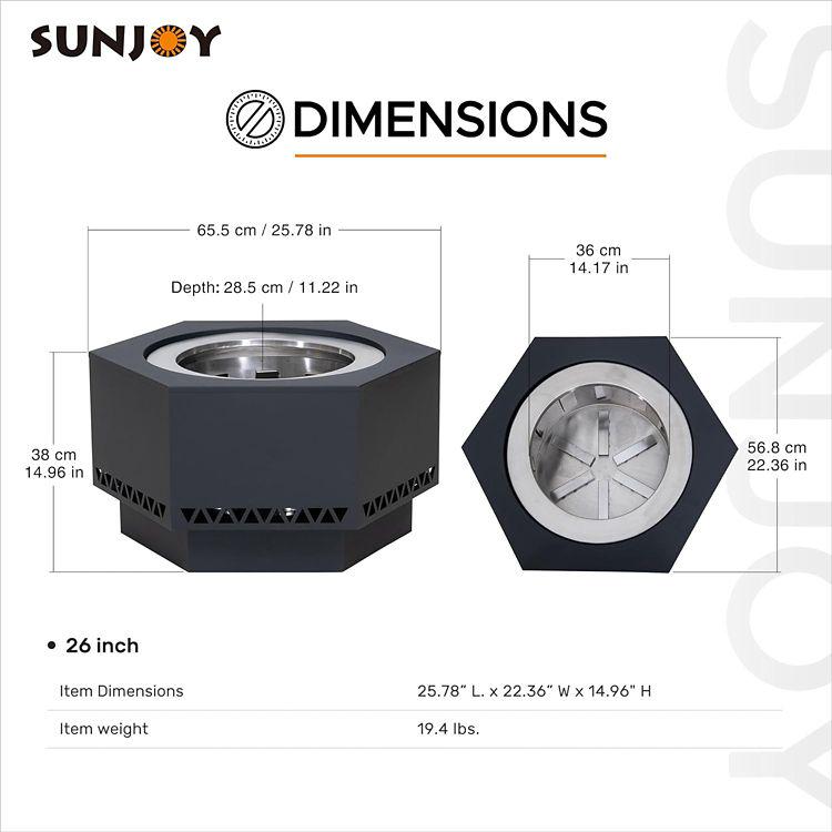 Sunjoy 26 in. Smokeless Fire Pit w/PVC Cover and Fire Poker