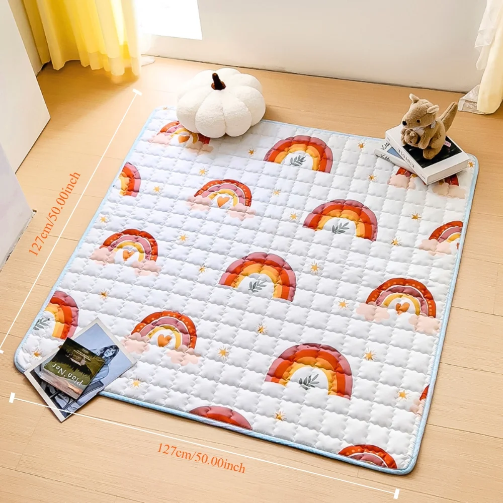 Rainbow Portable Baby Play Mat, 50 x 50 Inch Washable Foldable Crawling Mat, Non Slip Playmat for Babies, Kids Play Mats Pad for Floor Playpen Toddler Infants Tummy Time Activity