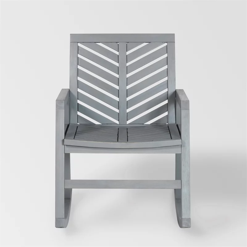 Home Square 3 Piece Patio Set with 2 Rocking Chairs and End Table in Gray Wash