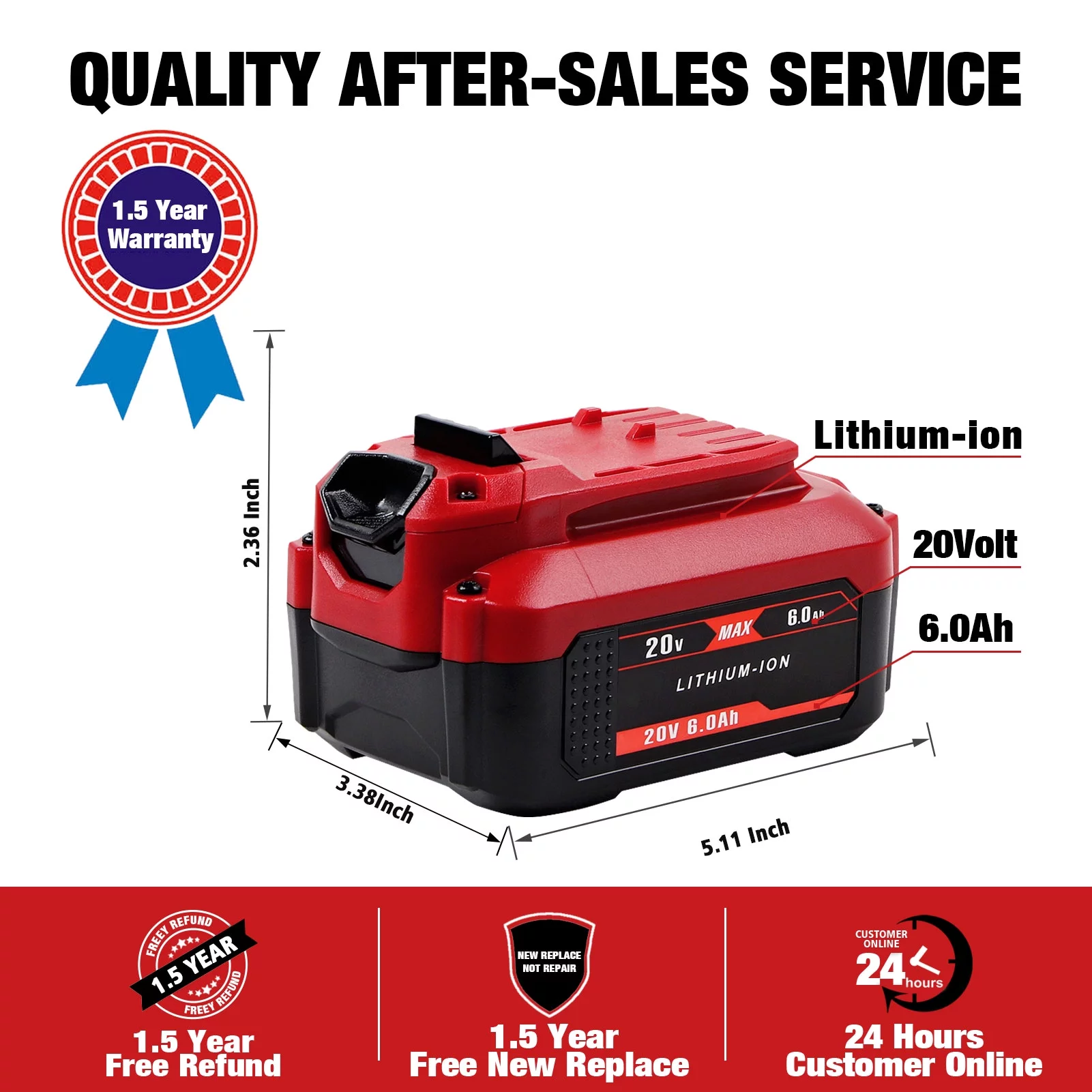 DSANKE 6000mAh 20V Battery for Craftsman V20 Lithium Ion Battery CMCB206 CMCB204 CMCB204-2 CMCB202 CMCB202-2 CMCB201 CMCB209 Craftsman V20 Battery