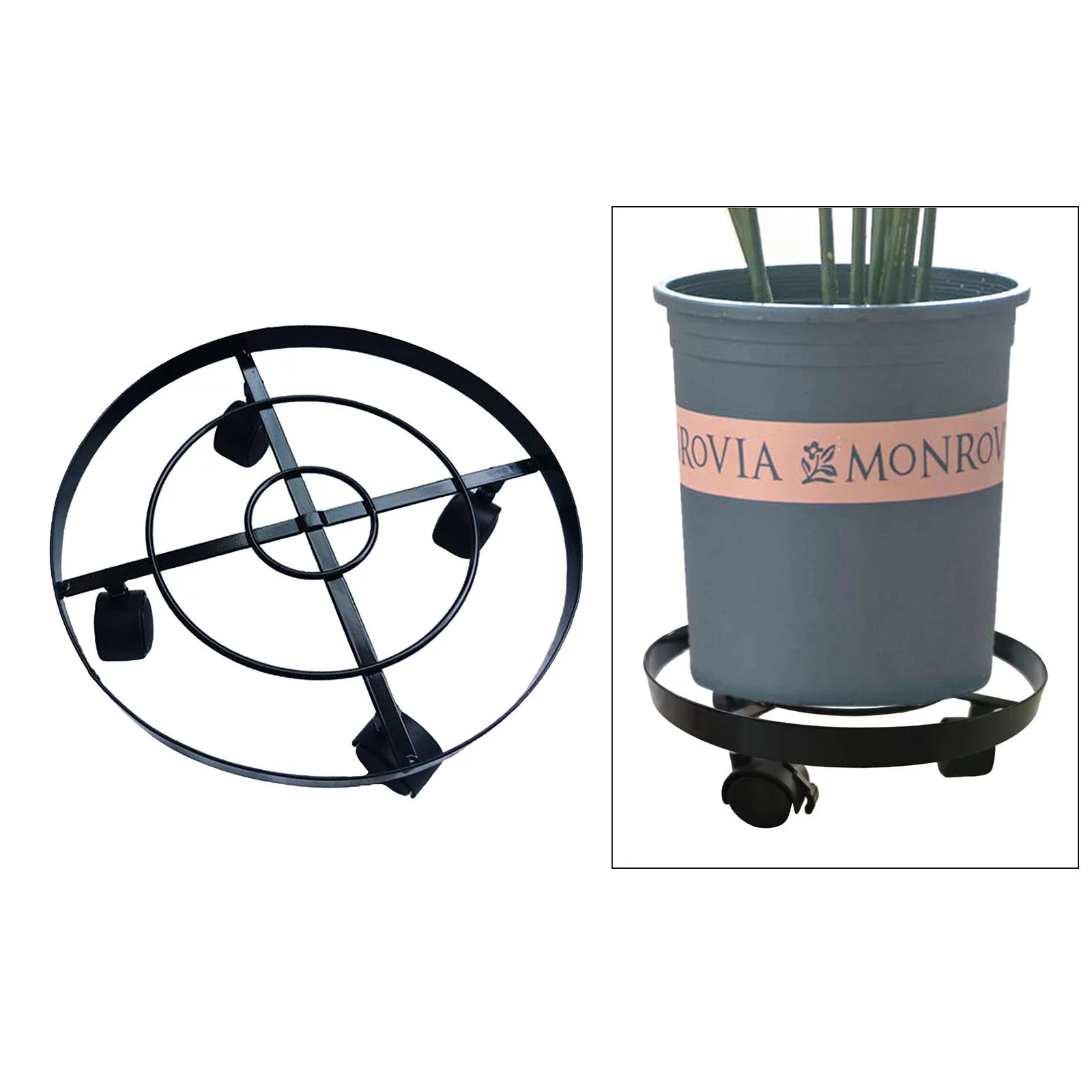 Plant Pot Stand Round Planter Flowerpot Roller Mover Trolley Tray Movable 32cm