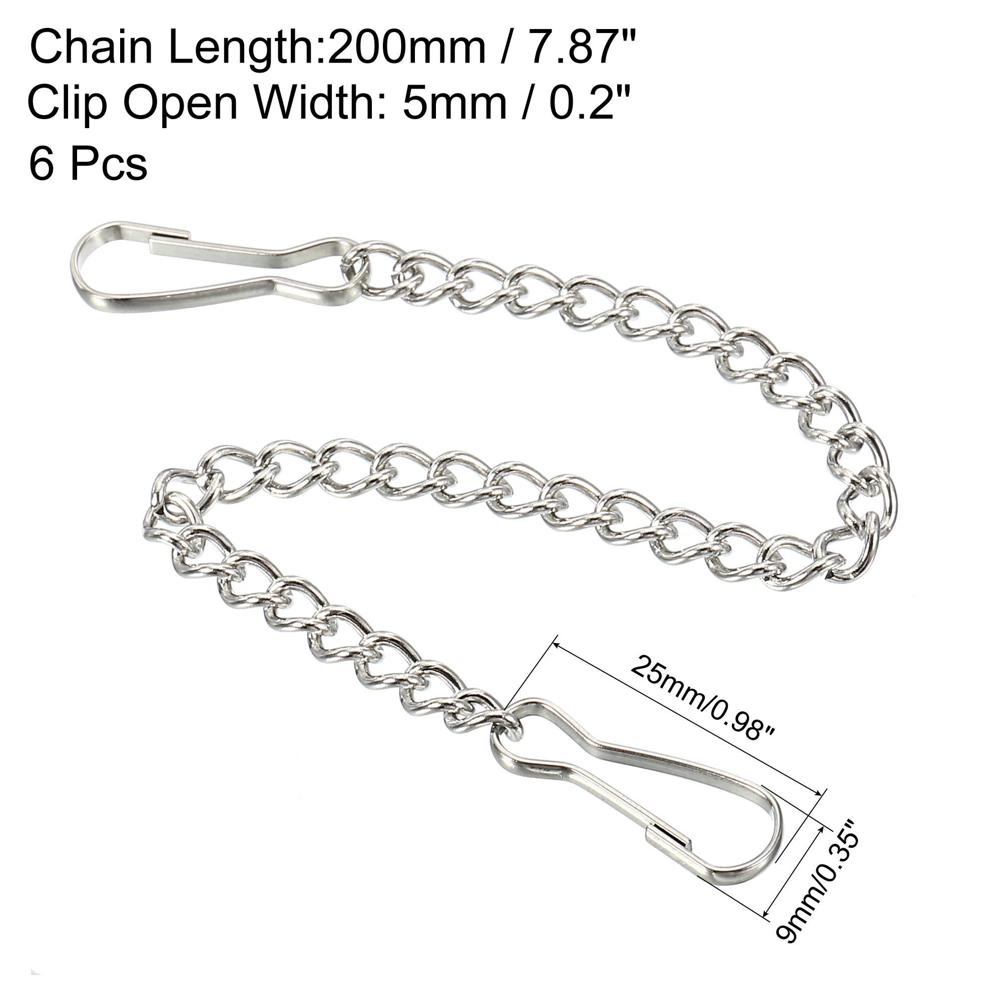 Uxcell 7.87 inch Signboard Garden Plant Basket Clips Hangers Hanging Chain Stainless Steel Silver Tone 6pcs