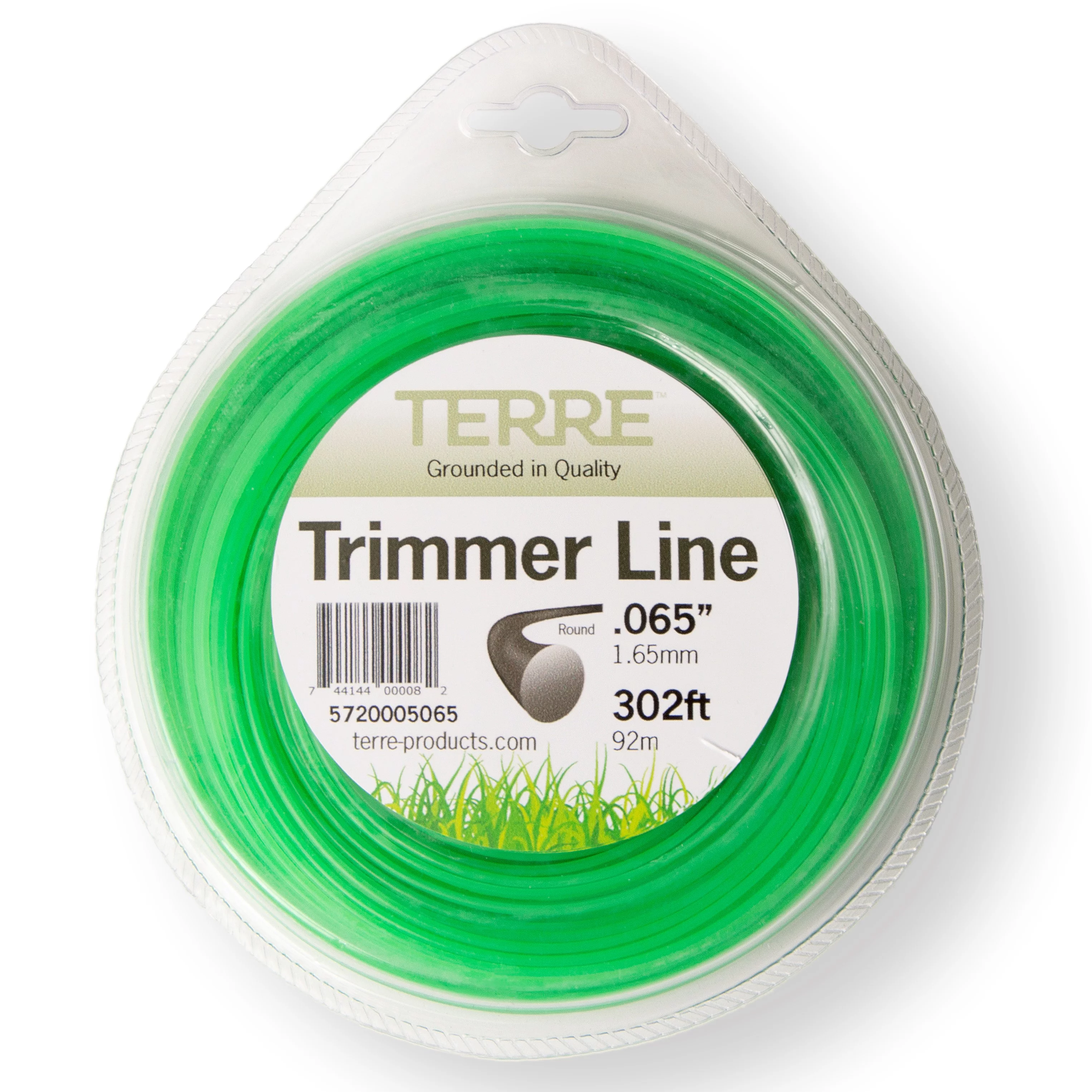 Terre Products Residential Grade 065 Trimmer Line Round,  pound Green Quality Weed Eater String, Line Length 302 ft. or 92 m., Weed Wacker String Trimmer Replacement Size .065 inch or 1.65mm.