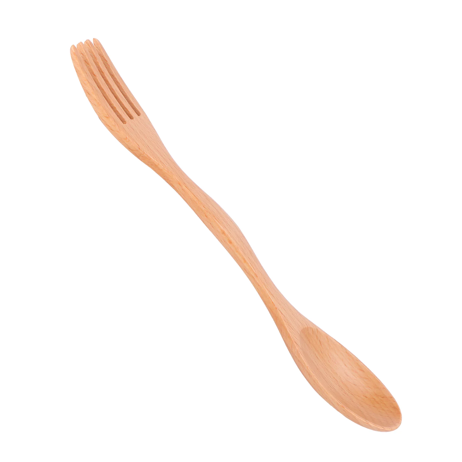 Beech Wood Integrated Spoon Fork Kitchen Tableware for Home Restaurant School Kitchen