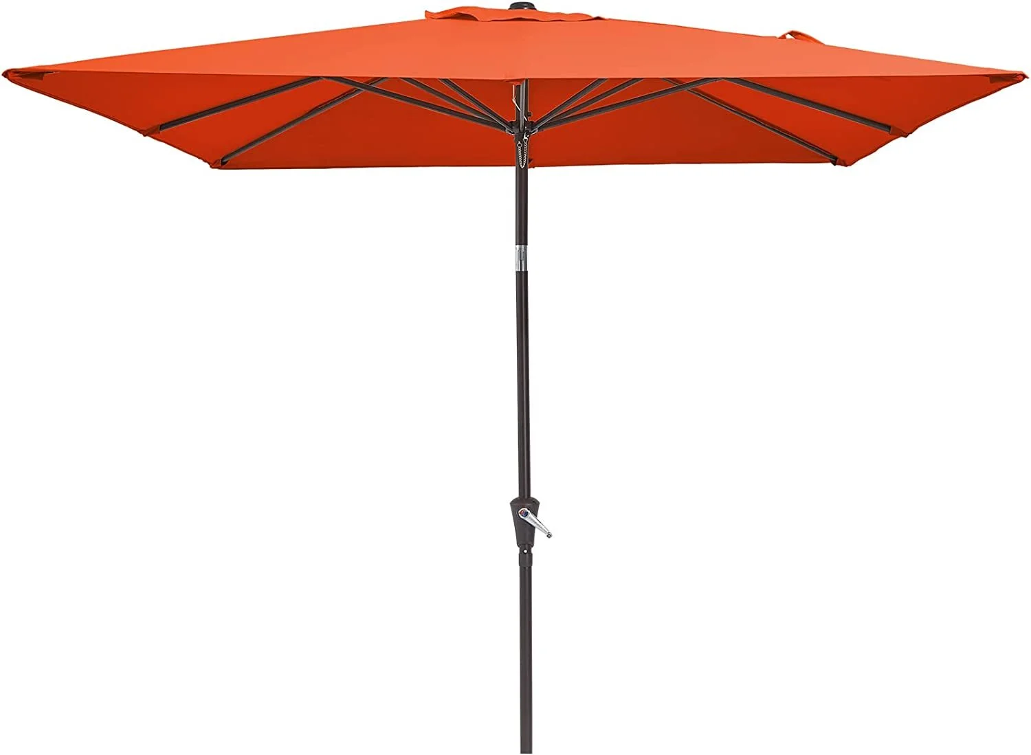 ZWNLKQG Rectangular Patio Umbrella 6.5 ft. x 10 ft. with Tilt  Crank and 6 Sturdy Ribs for Deck  Lawn  Pool in ORANGE