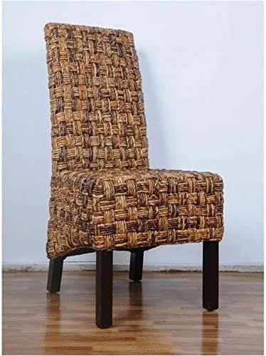 H Coastal Wicker/Rattan Dining Chair in Brown (Set of 2)