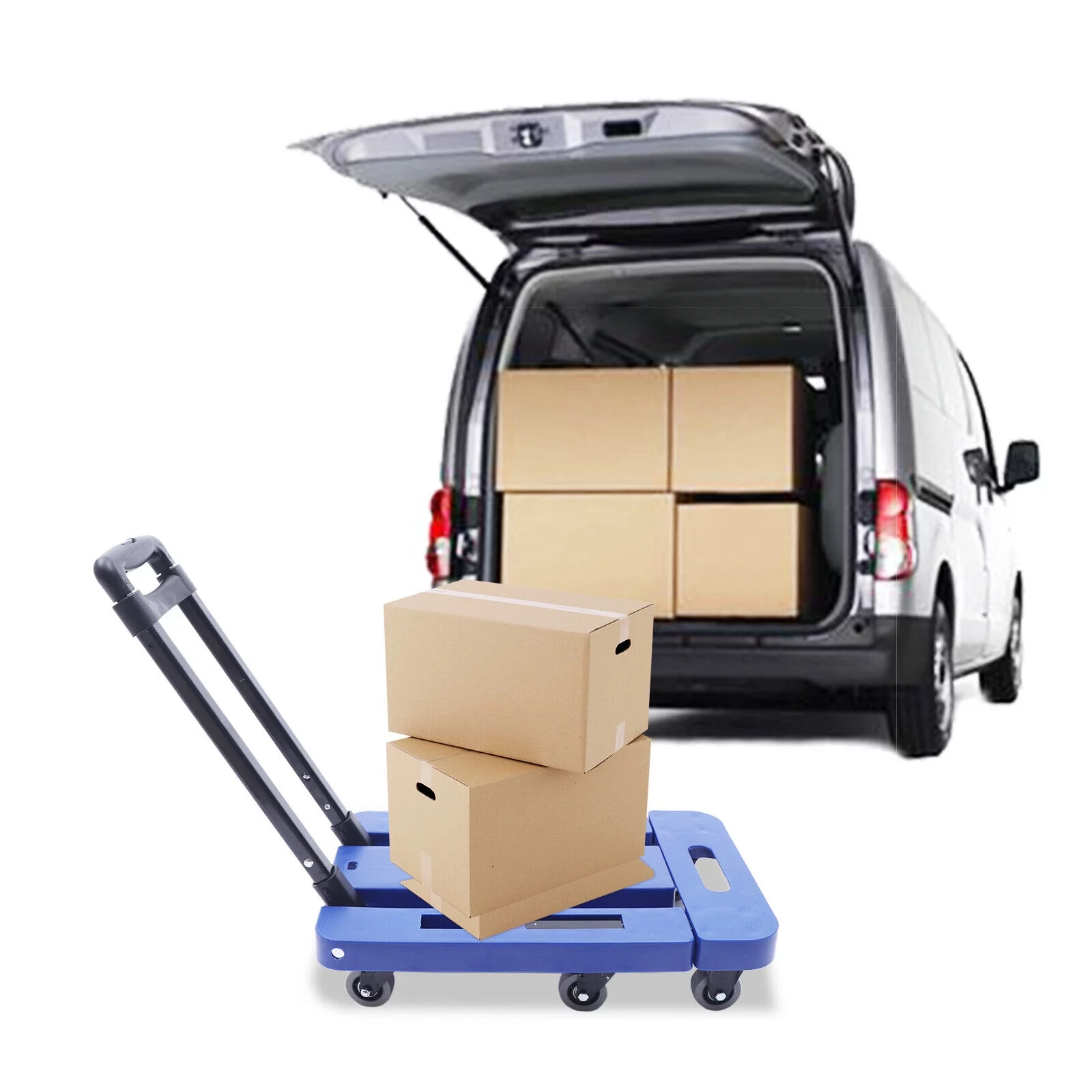 SHZICMY 220Lb Cart Folding Truck Hand Collapsible Push Pull Trolley Luggage Blue