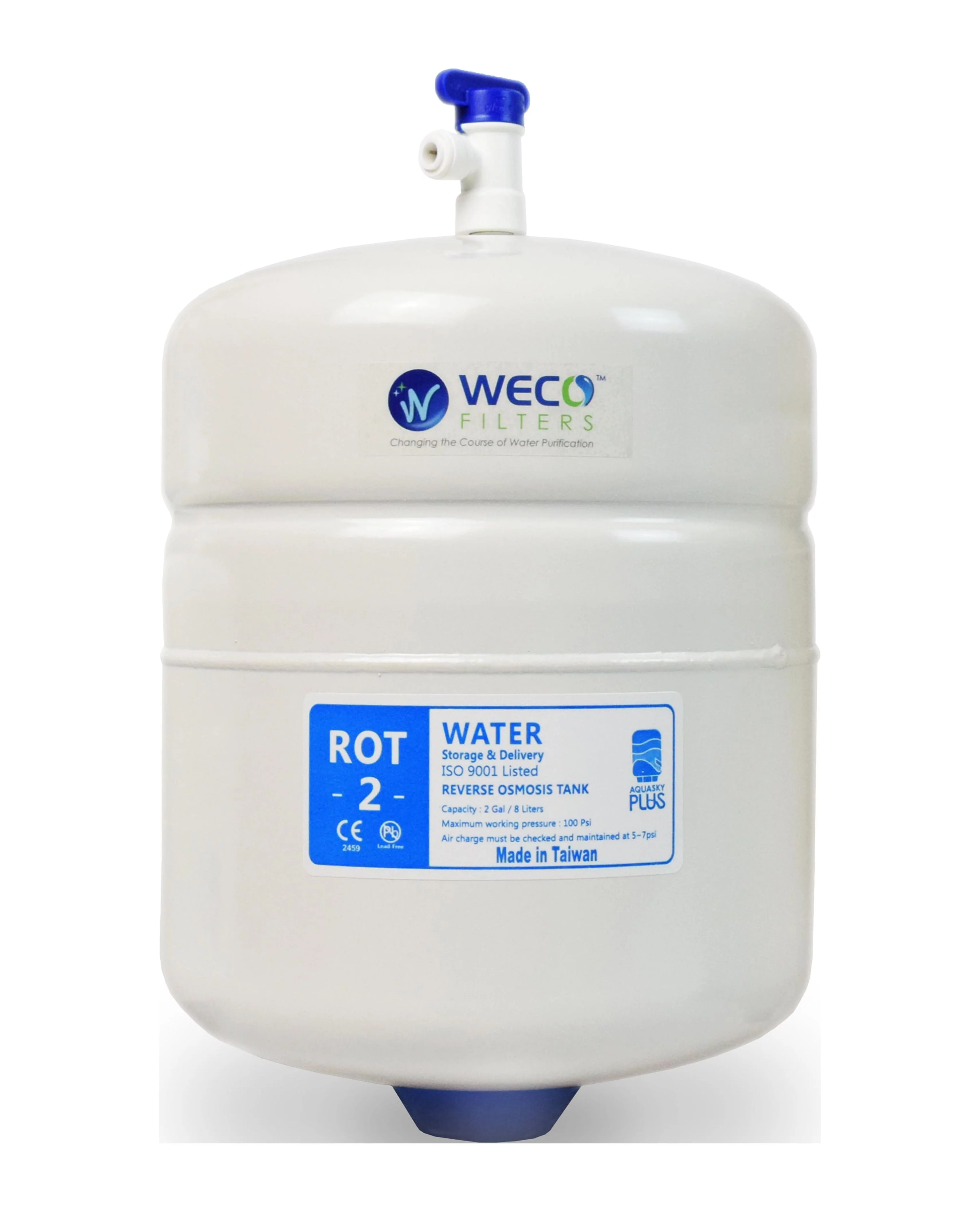 Aquasky Plus ROT-2 Reverse Osmosis Water Storage Tank - Total Capacity 2.0 Gal & appx. 1.2Gal Usable Capacity