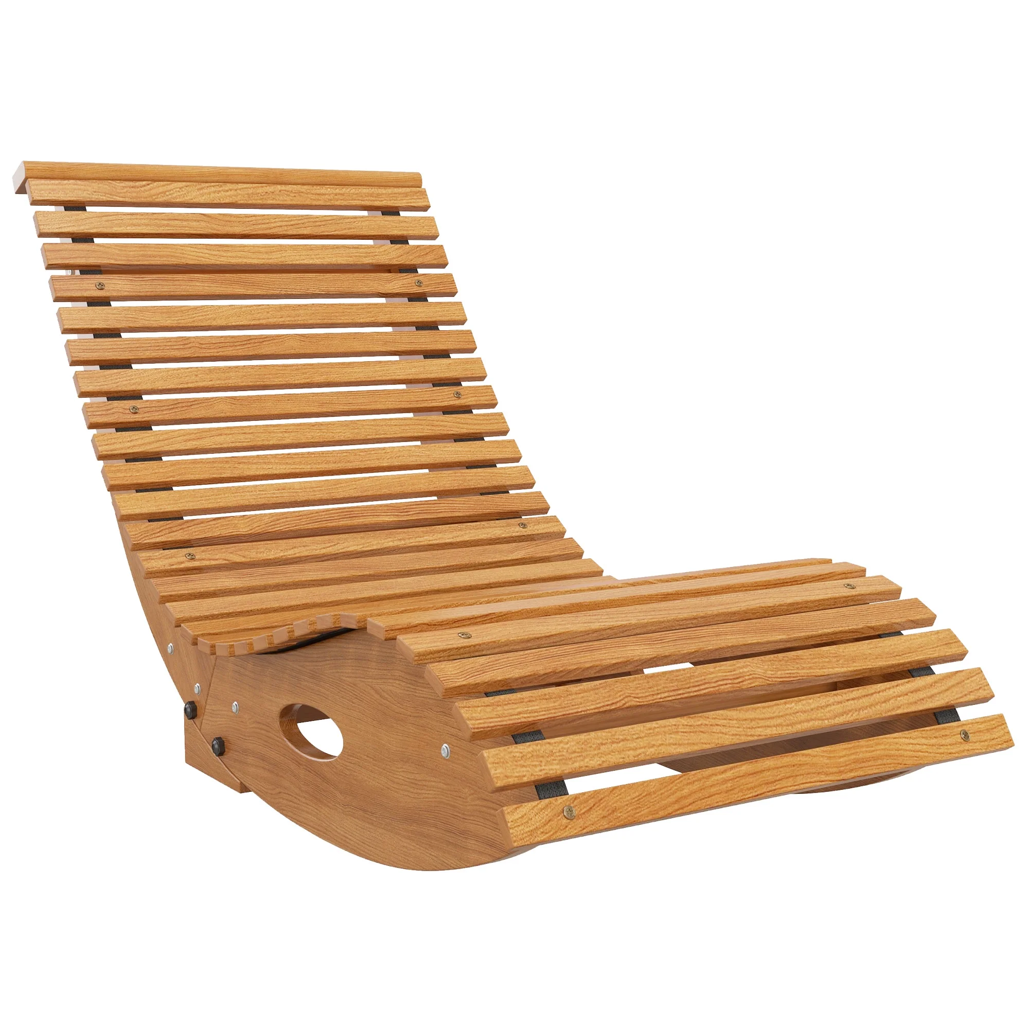 Outdoor Wooden Rocking Chair, S Slatted High Back Rocking Chair, Porch, Poolside, Garden, Teak