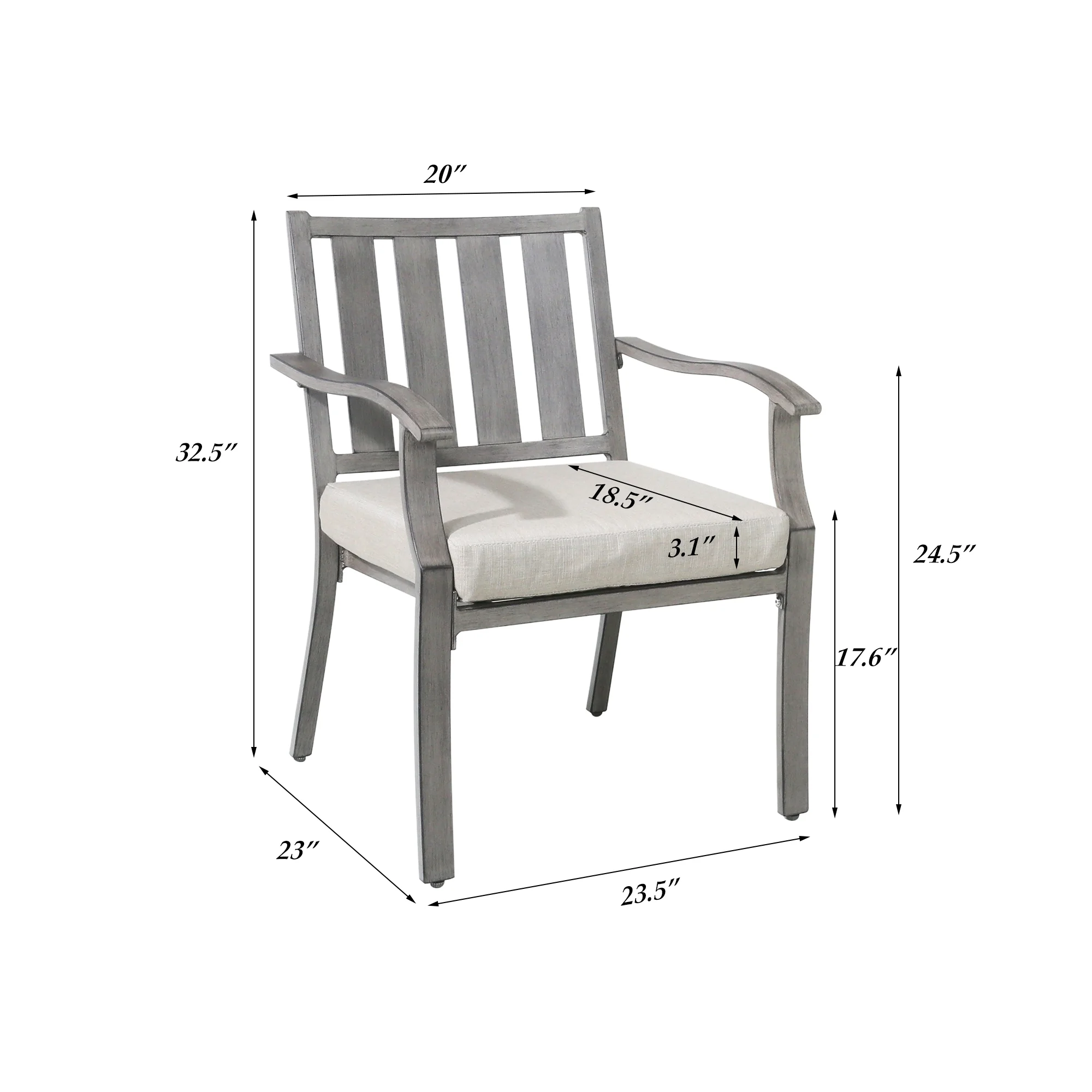 Ulax Furniture Patio Aluminum Dining Chairs with Sunbrella Cushions, Set of 2