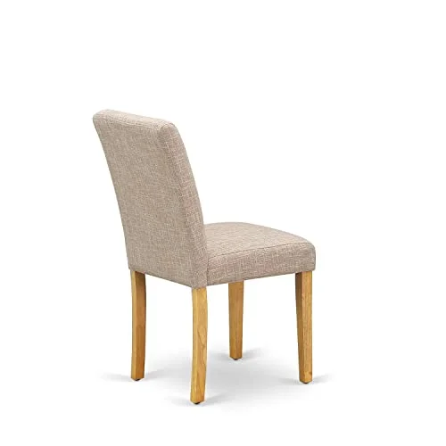 East West Furniture ABP4T04 Parson Dining Light Tan Linen Fabric Padded Dinette Chairs, Set of 2