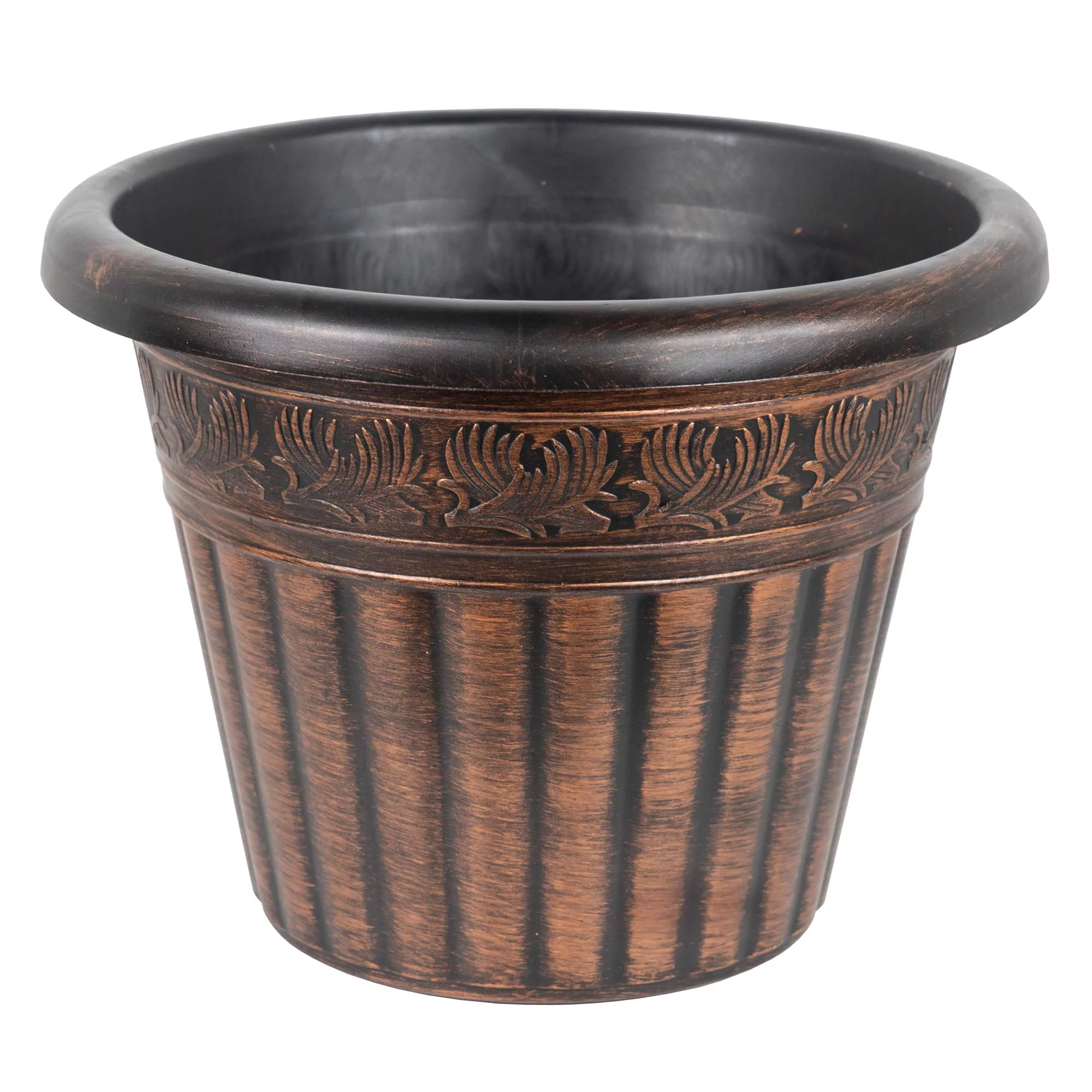 Garden Elements Indoor/Outdoor Outdoor Dragon Banded Plastic Planter, Bronze, 13