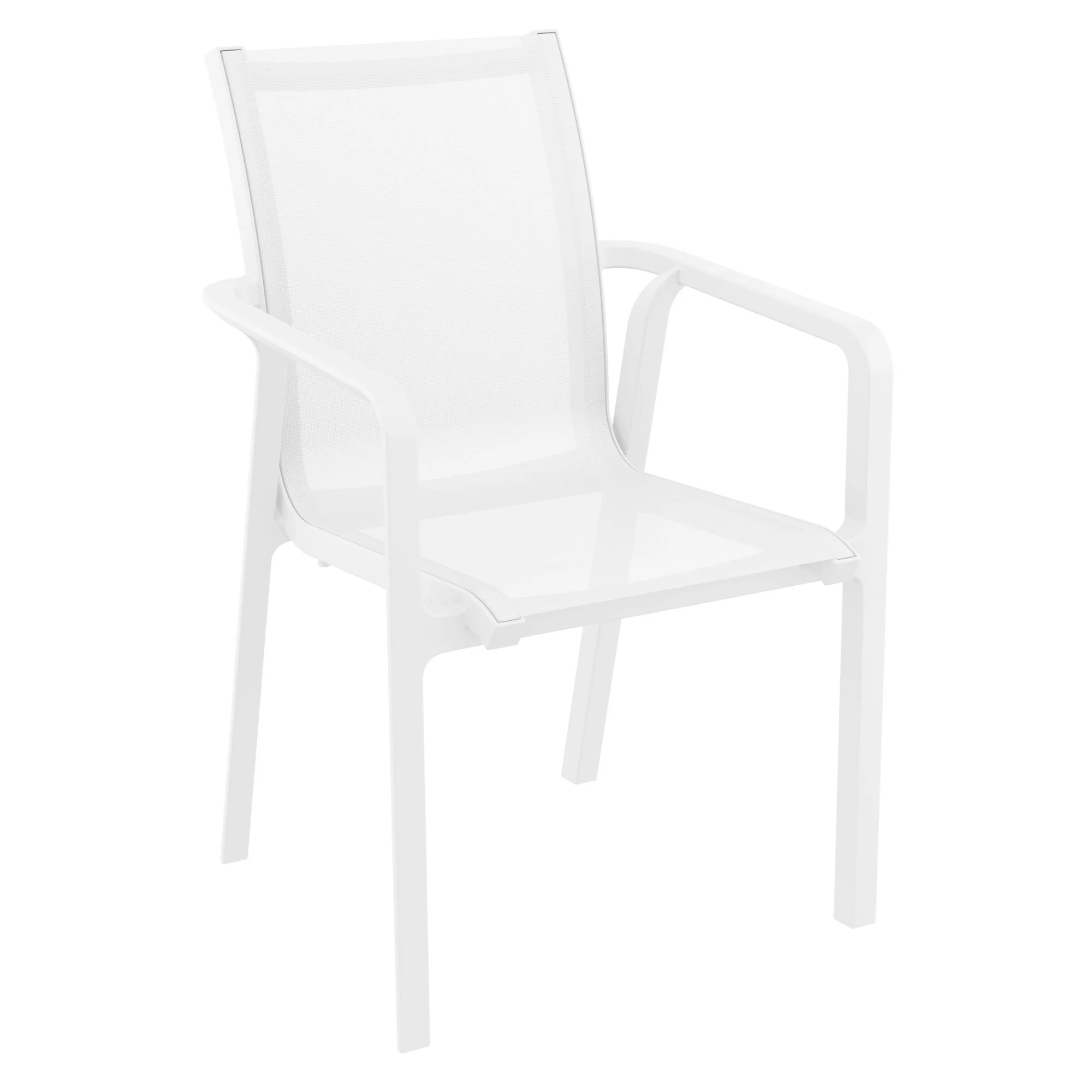 5-Piece White Resin Patio Dining Set with Extension Table and Sling Arm Chairs 55