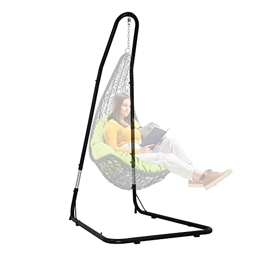 Hammock Chair Stand Height Adjustable Heavy Duty Hanging Chair Stand Indoor Outdoor Swing Stand for Bedroom Yard, Metal Solid Steel Frame, Easy to Assemble(Only Hammock Stand)