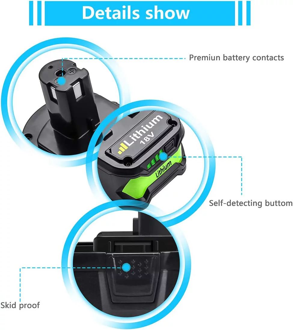 Ryobi 18V 6000mAh Li-ion Black P108 Battery Replacement for P109 P122