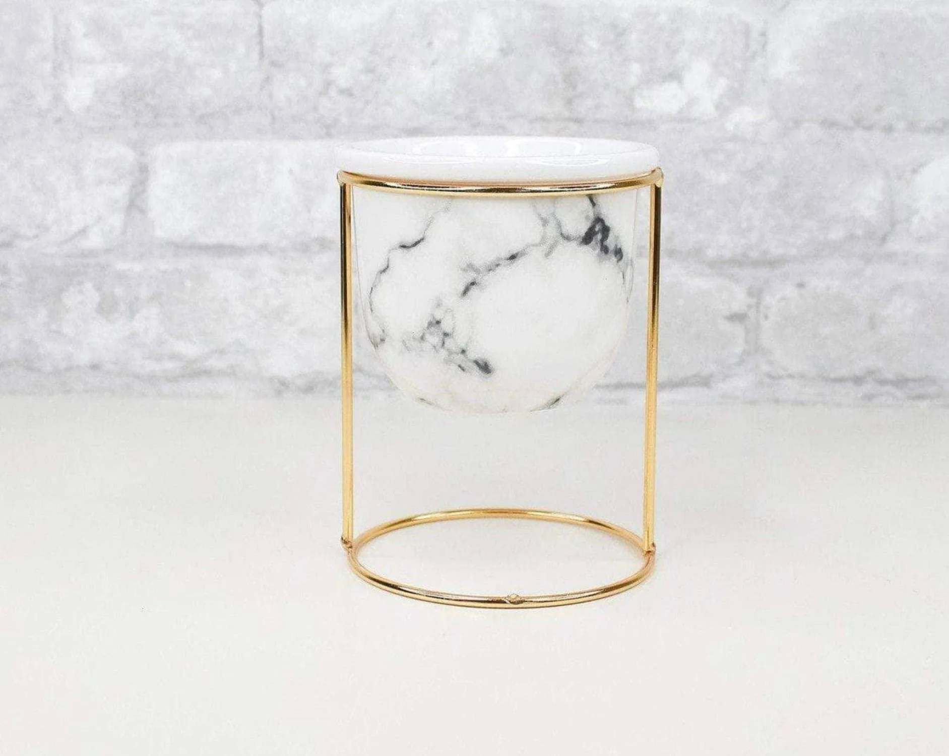 Sola Wood Flowers -Rounded Marble Planter with Stand 5.25